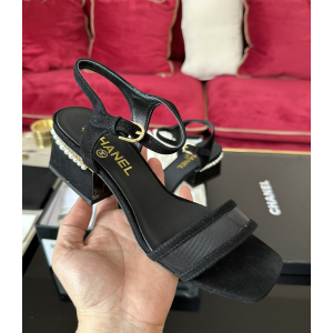 Chanel Mesh and Suede Leather Sandal Black