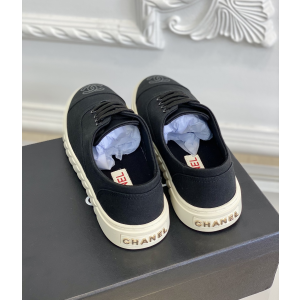 Chanel Vintage CC Fabric Low Top Sneaker Black
