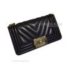Chanel Boy Bag Small In Black Lambskin Chevron With Shiny Gold HW