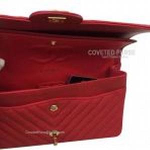Chanel replica flap Red Calfskin inside view 