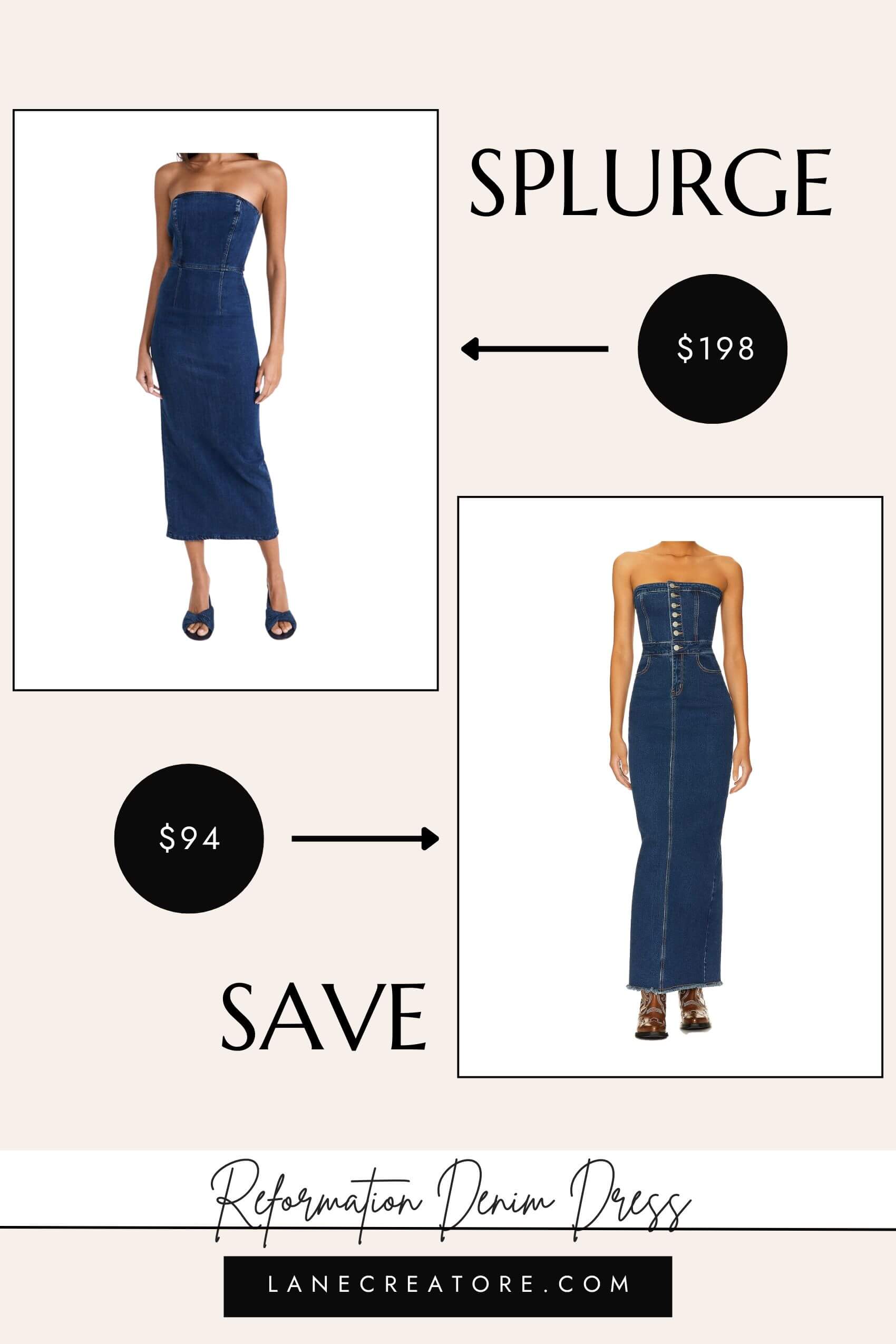 reformation denim dress dupe
