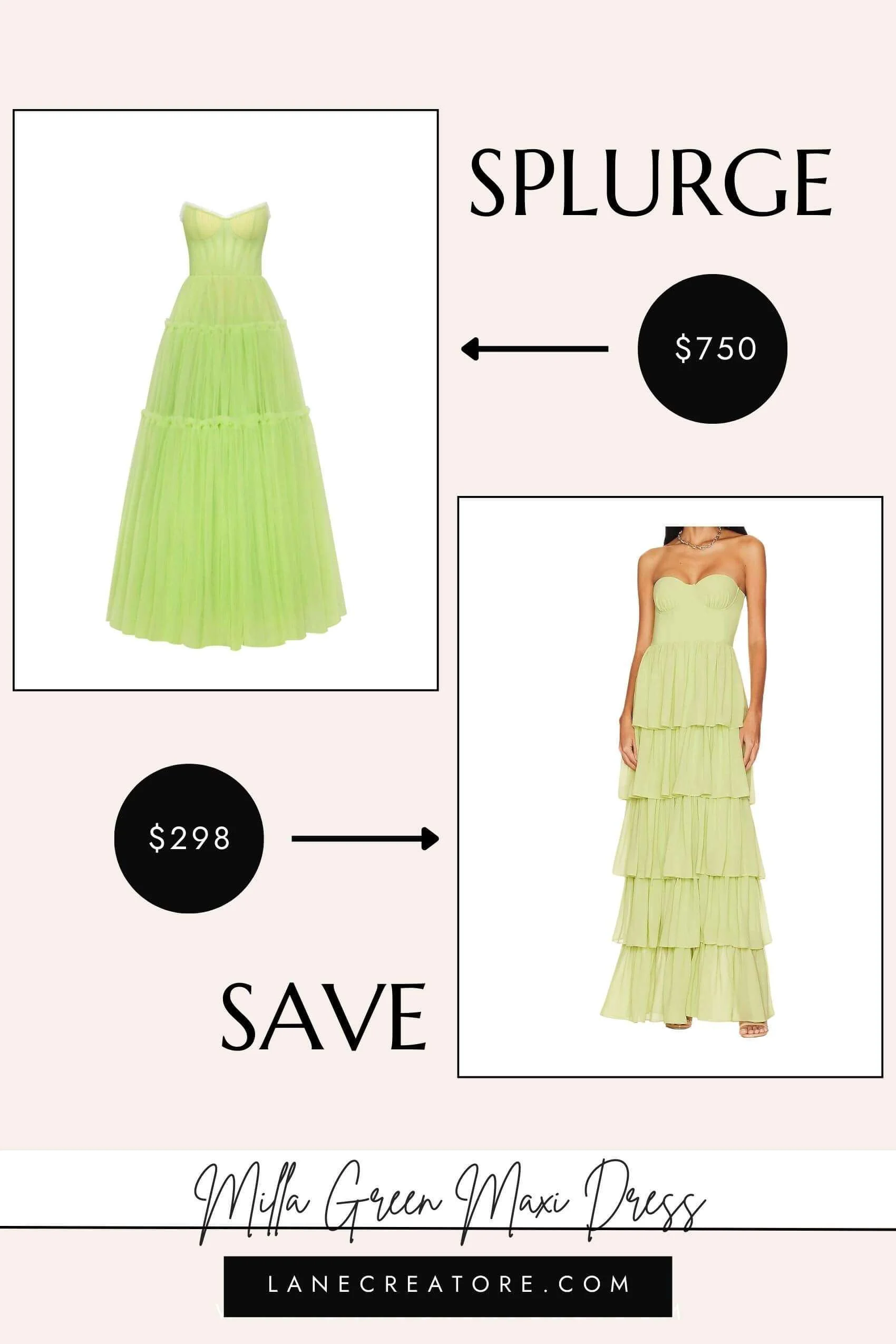 milla green dress dupe