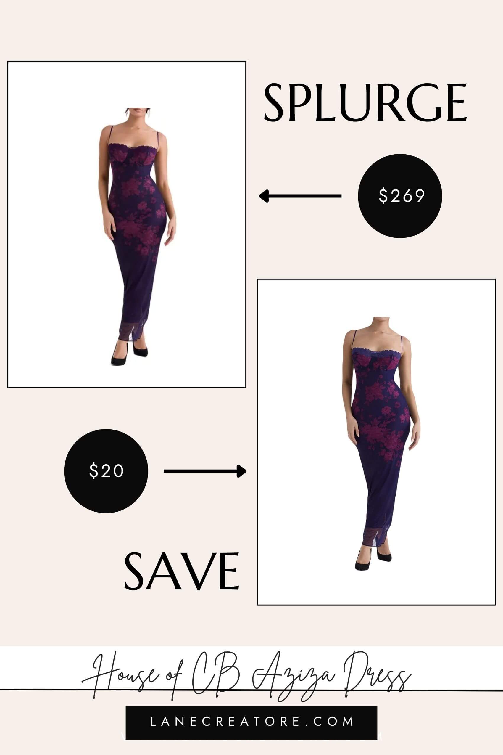 house of cb aziza floral dress dupe