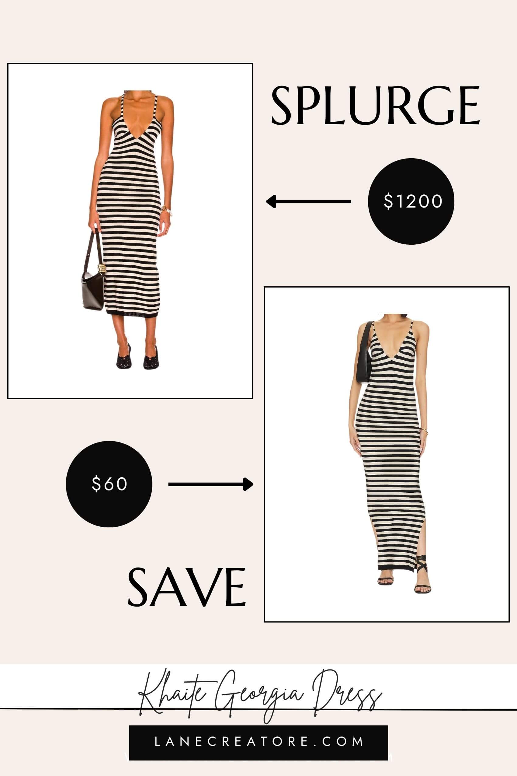 khaite striped dress dupe