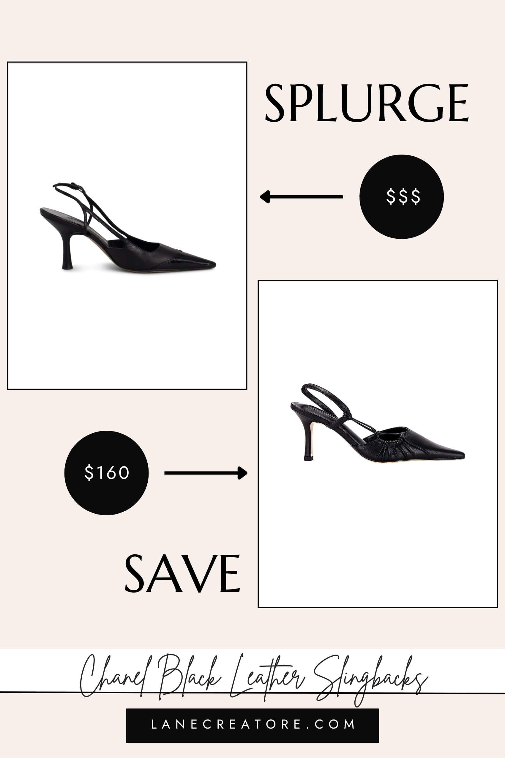 chanel black pointed toe slingback dupe