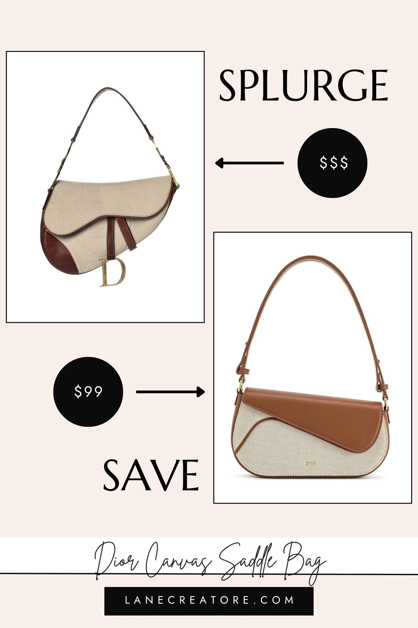 dior canvas saddle bag dupe
