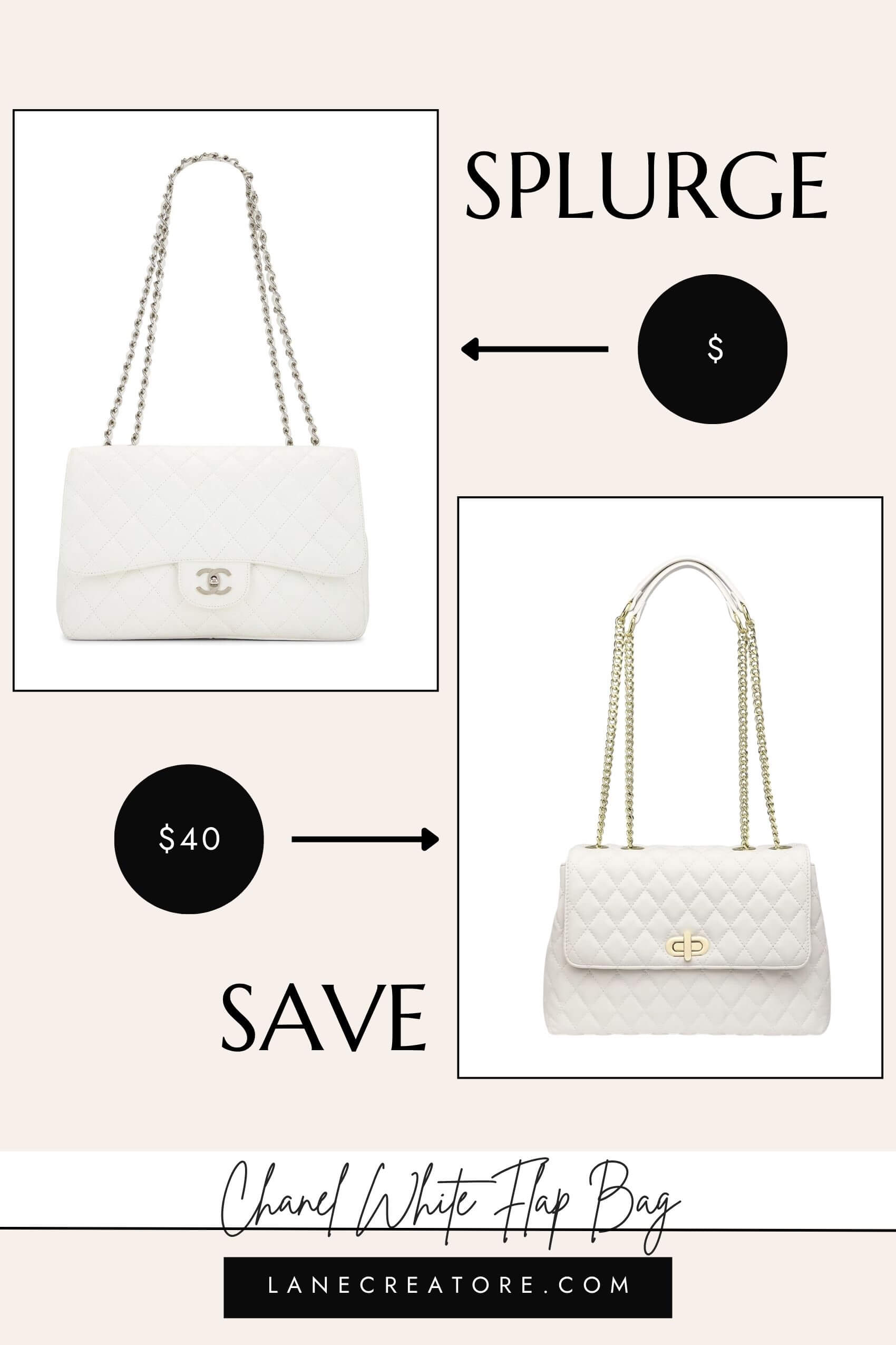 white chanel flap bag dupe