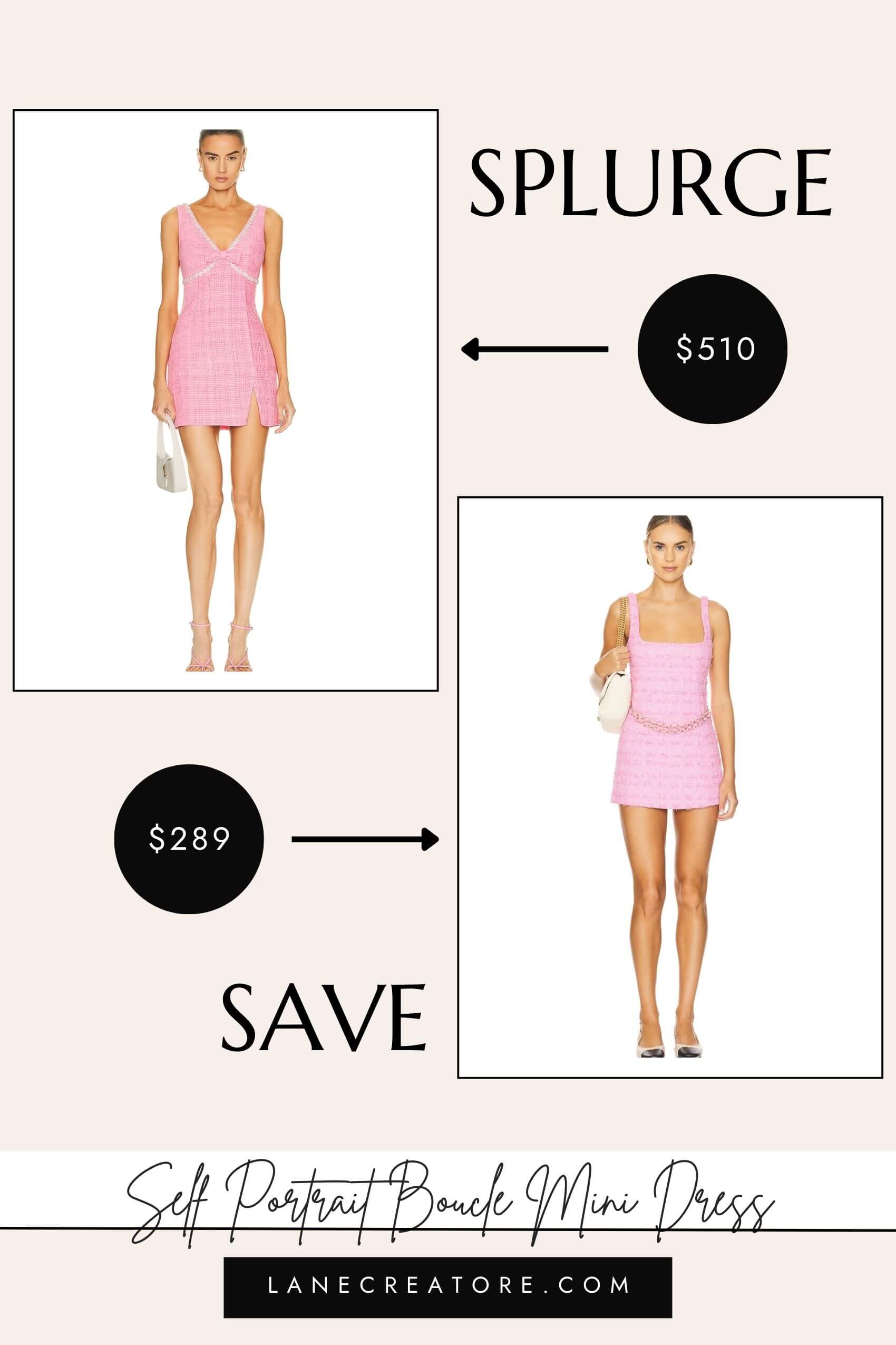 self portrait pink boucle mini dress dupe