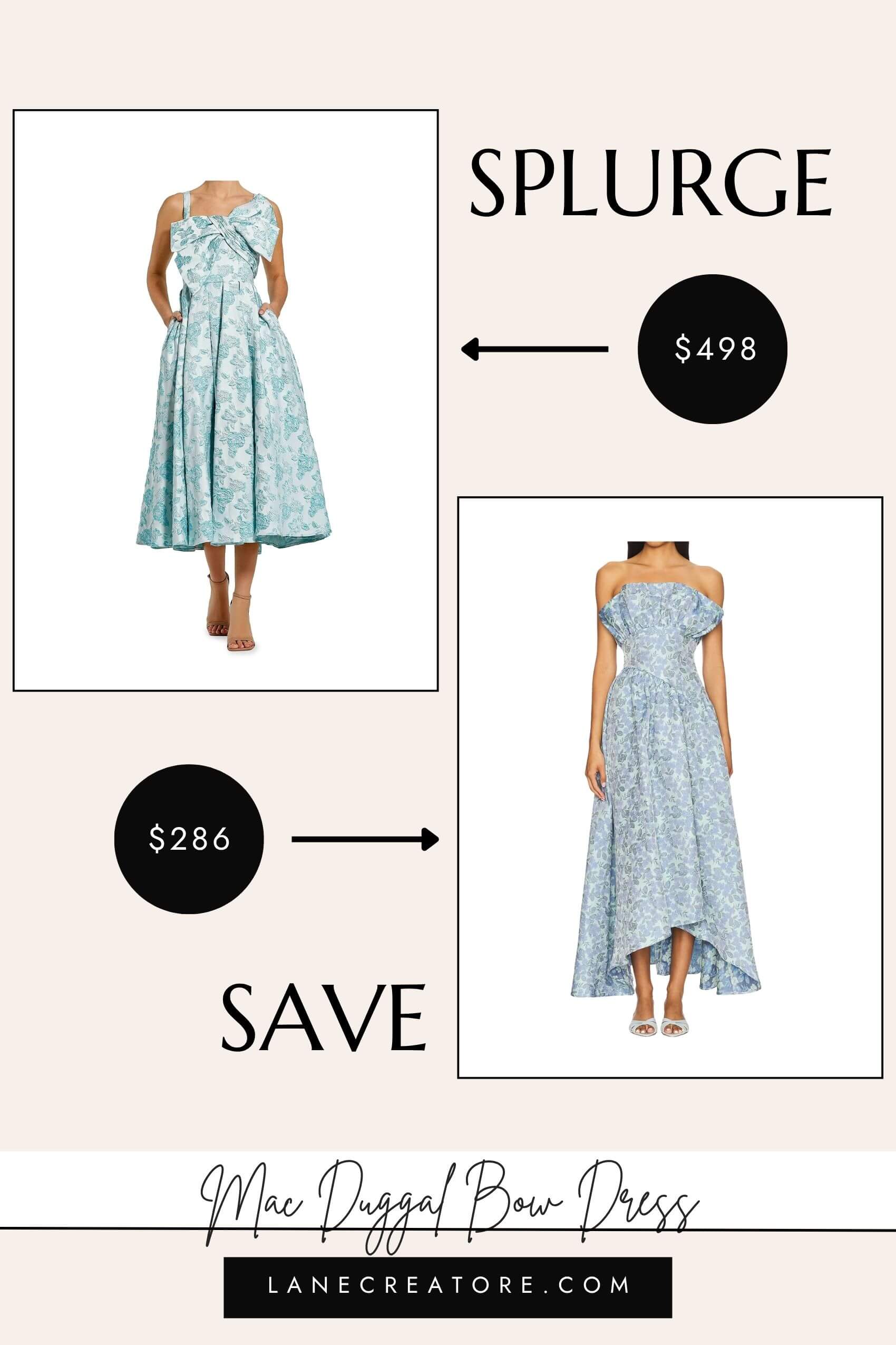 mac duggal bow dress dupe