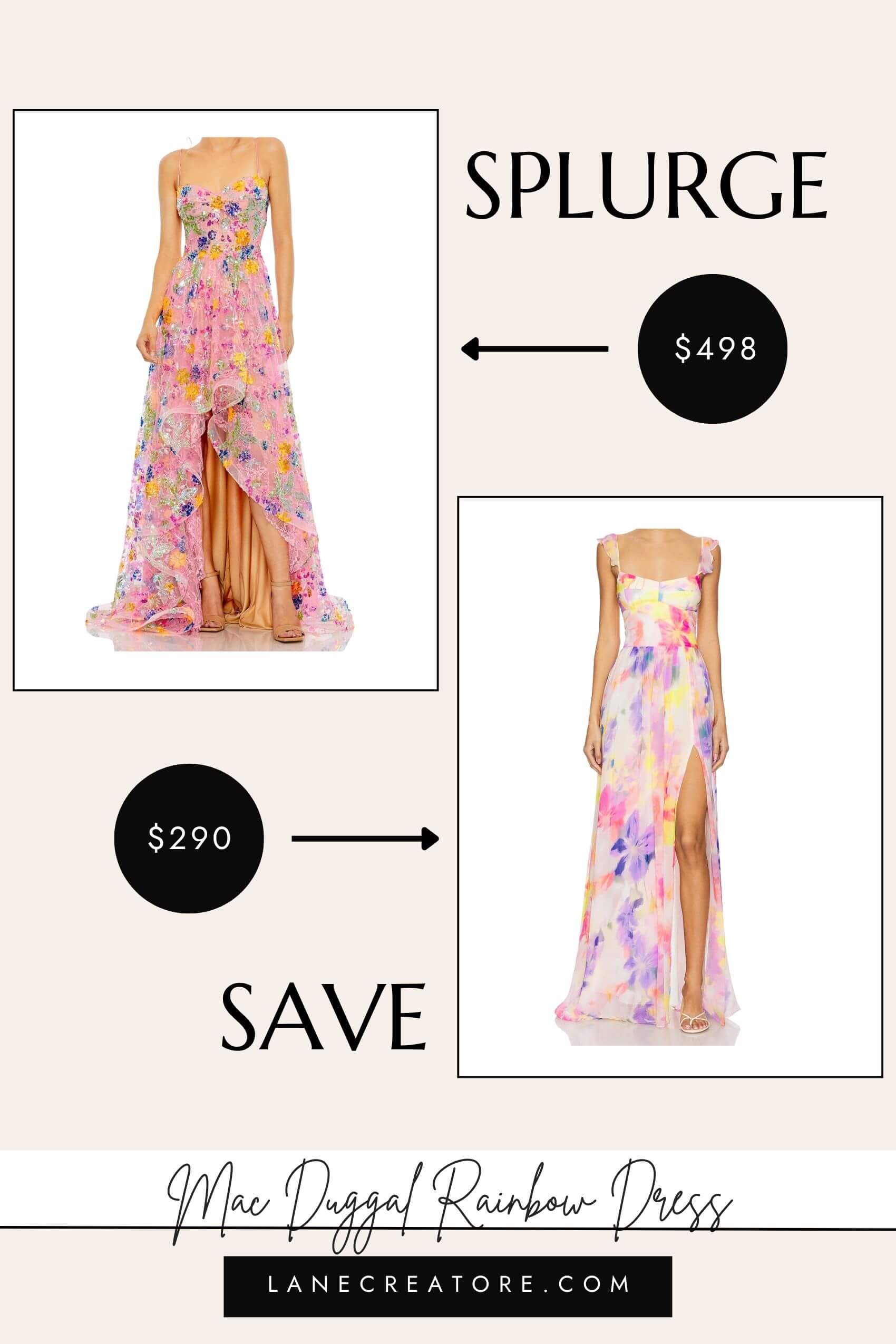 mac duggal rainbow dress dupe