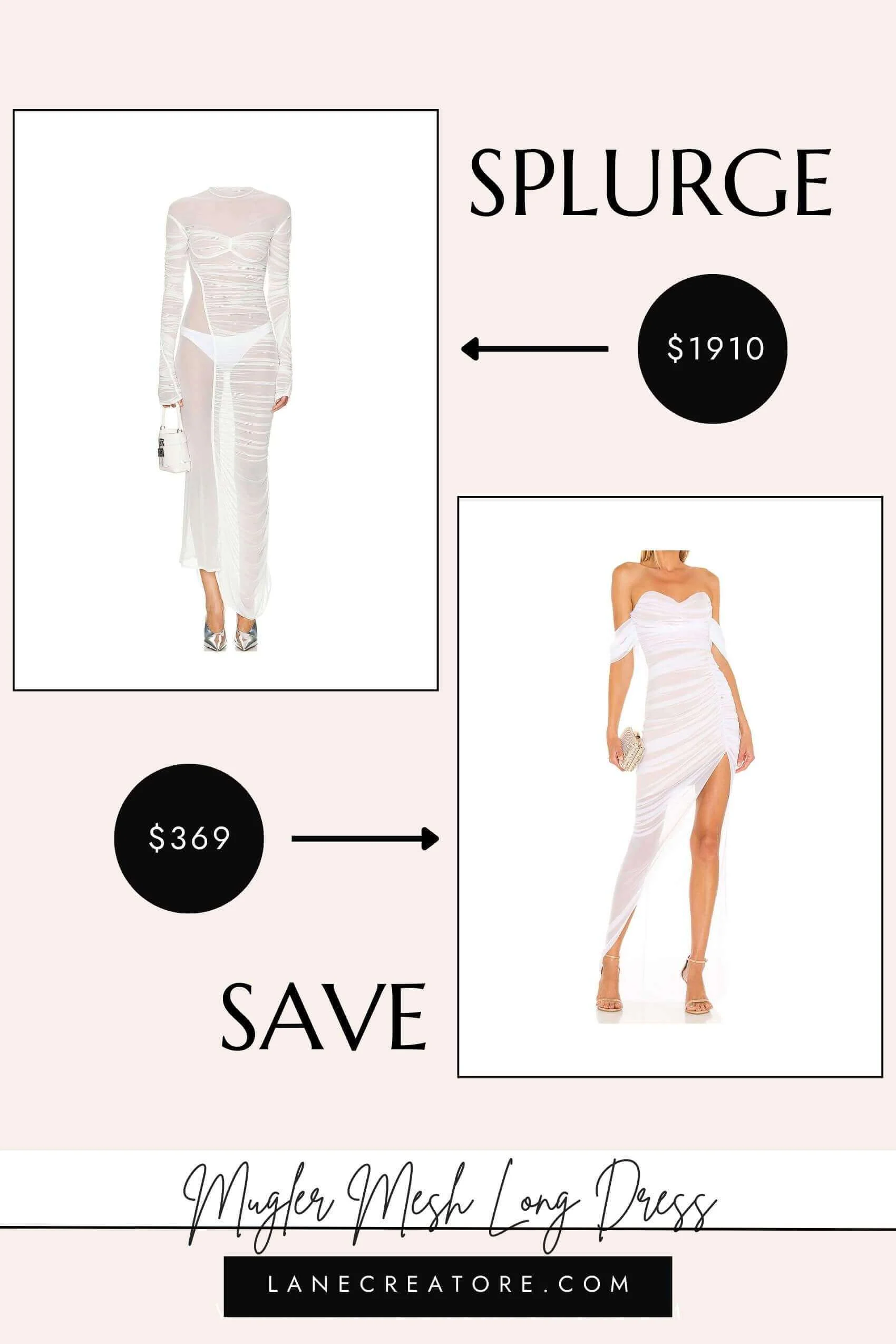 mugler white mesh dress dupe