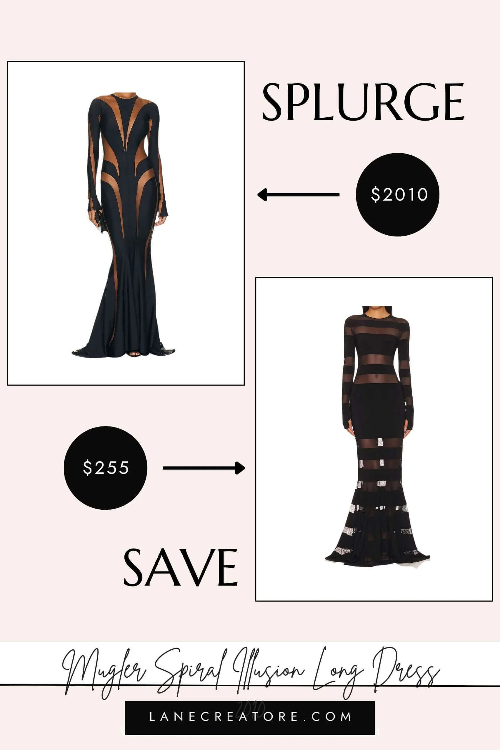 mugler spiral illusion dress dupe