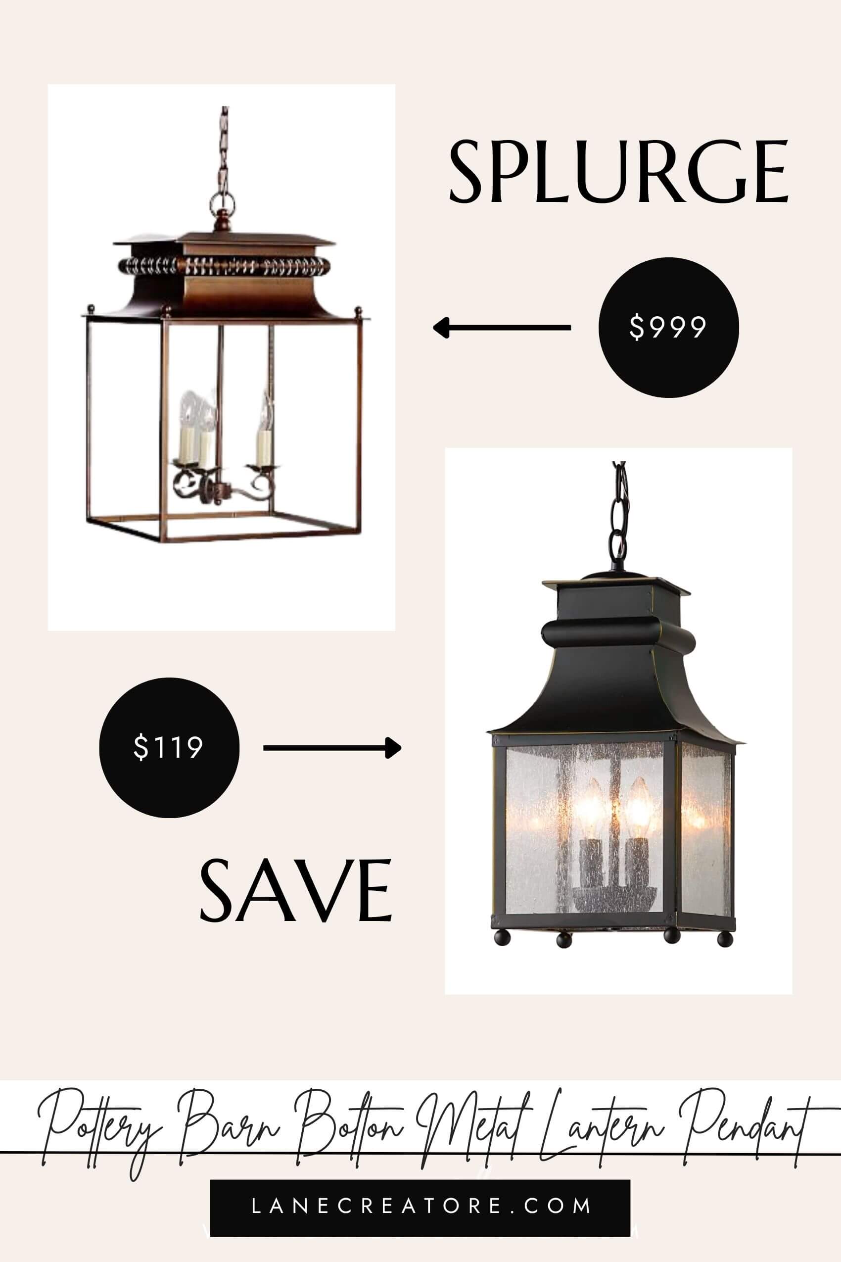 pottery barn bolten metal lantern pendant dupe 
