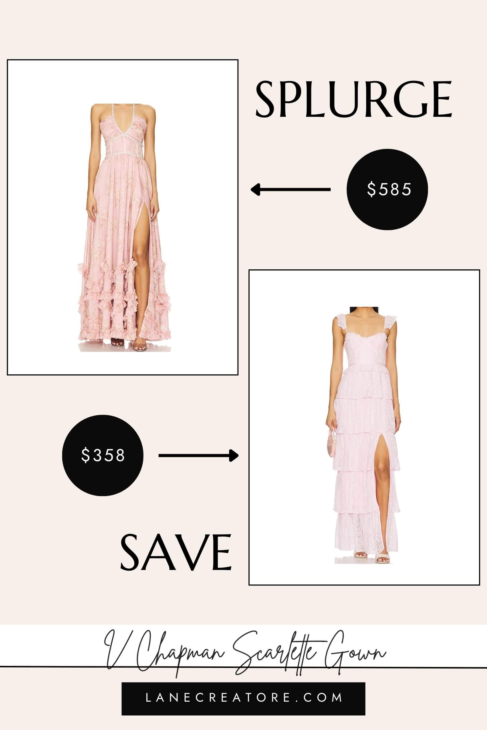 pink v chapman scarlette gown dupe