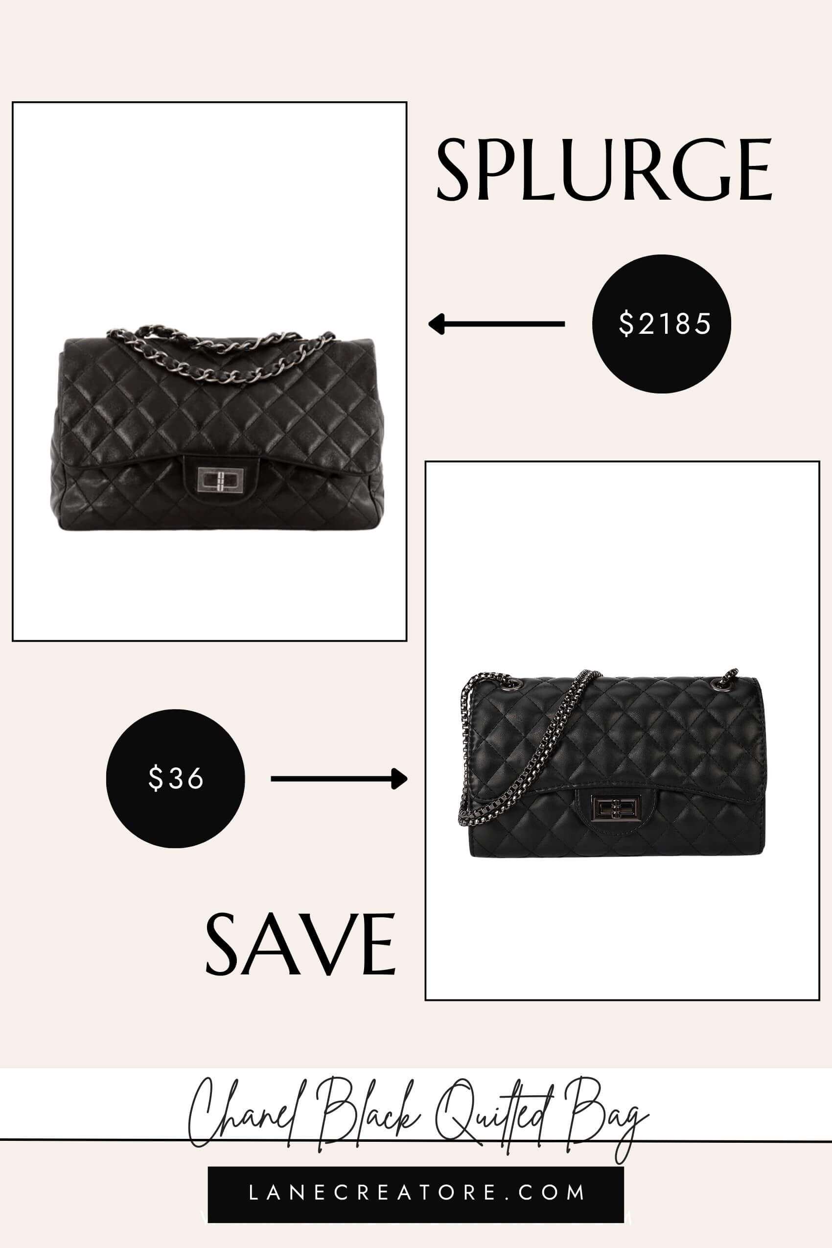black quilted chanel bag dupe