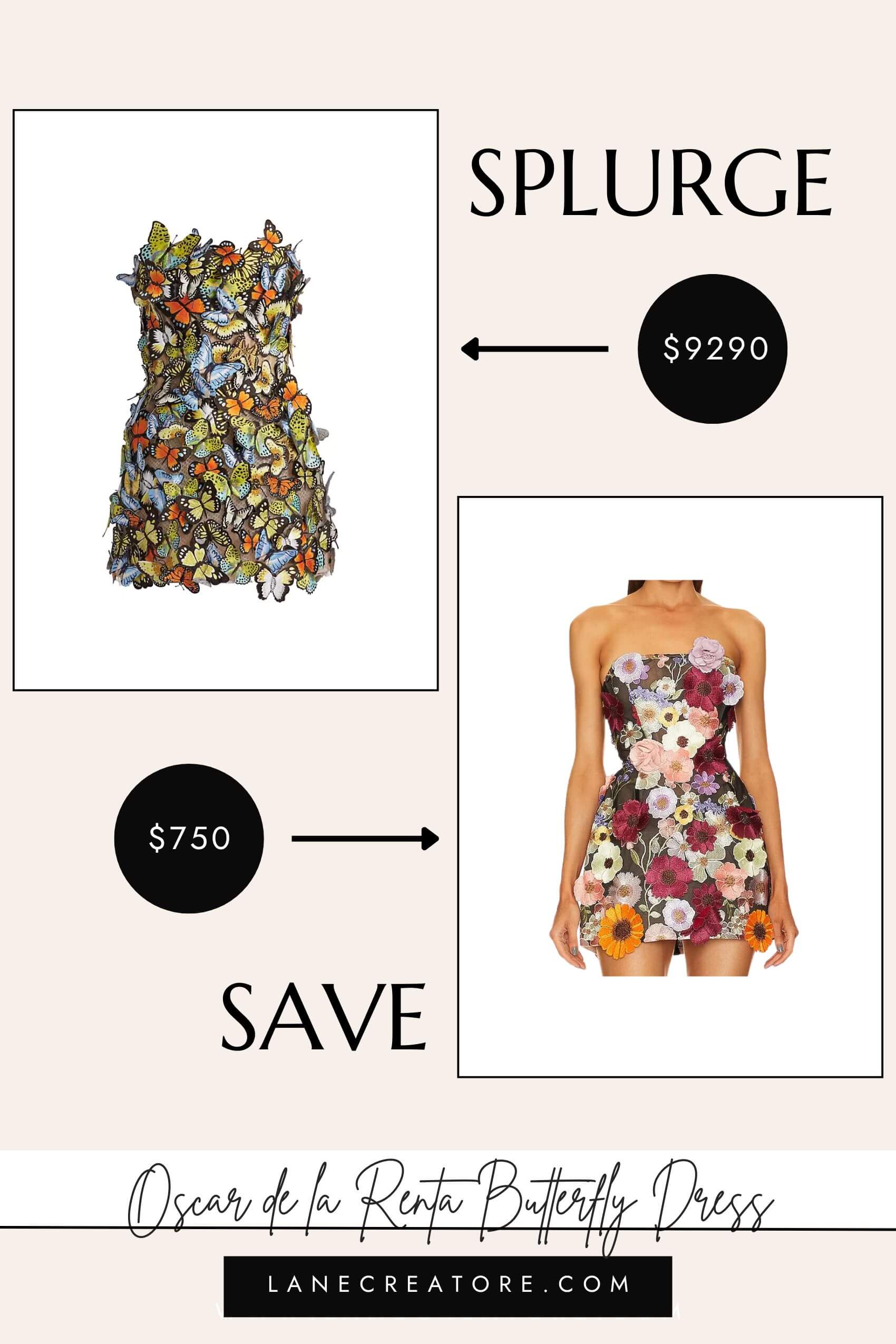 oscar de la renta butterfly dress dupe
