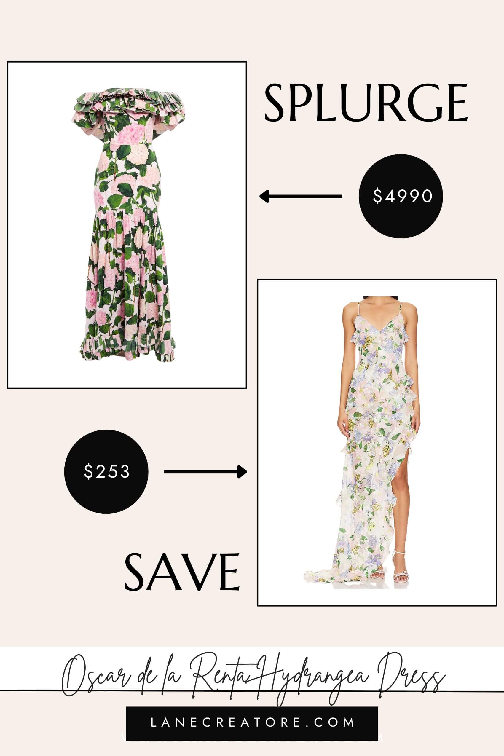 oscar de la renta hydrangea maxi dress dupe