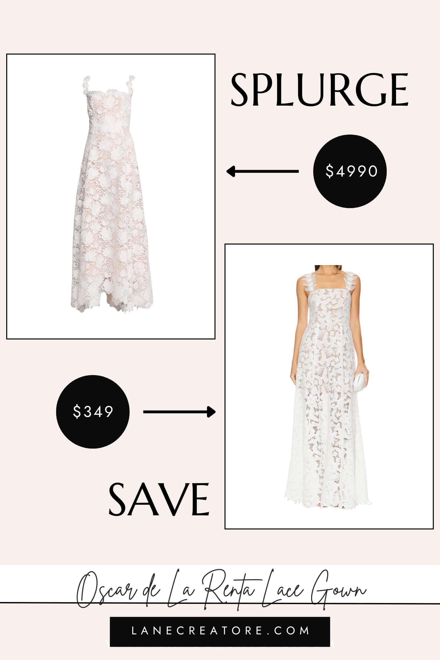 oscar de la renta white lace gown dupe