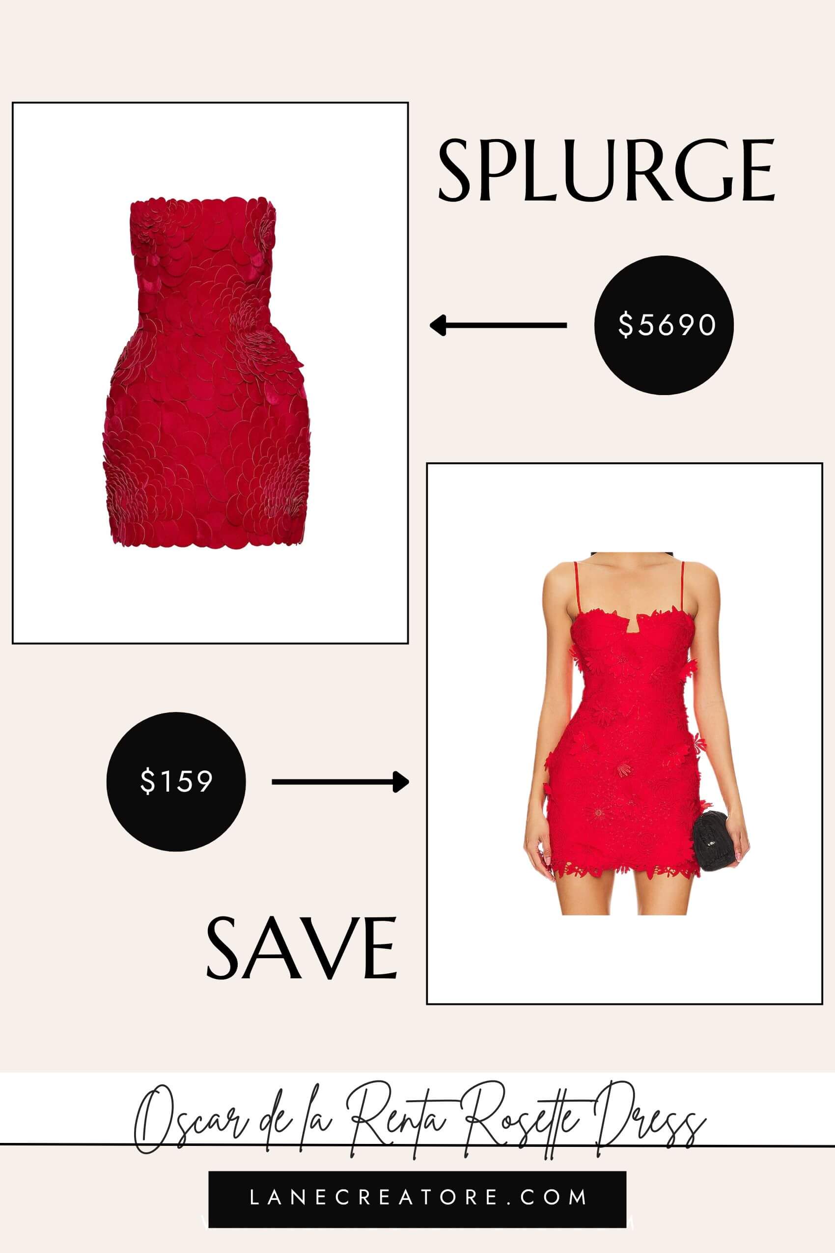 oscar de la renta red rose dress dupe