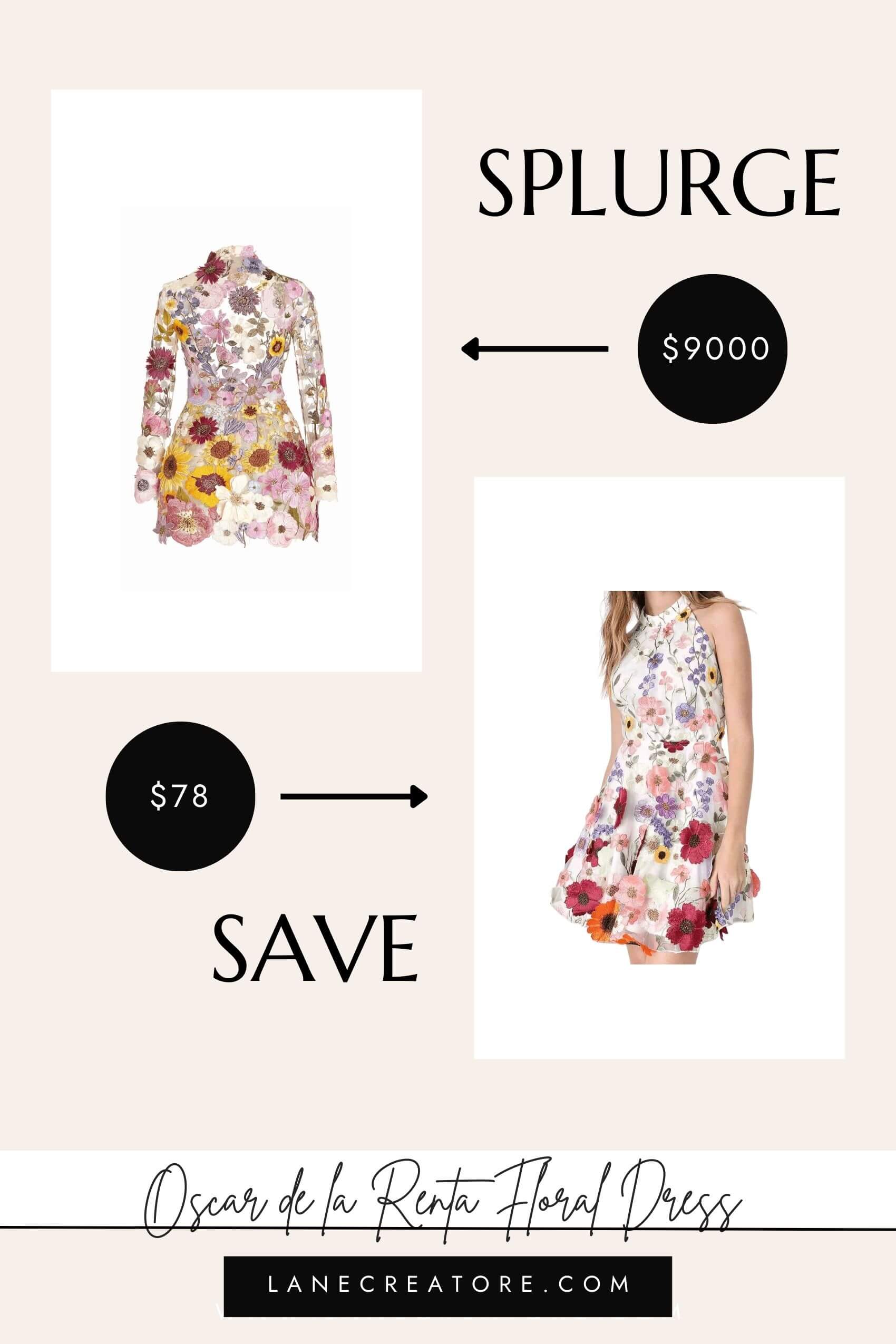 oscar de la renta floral dress dupe