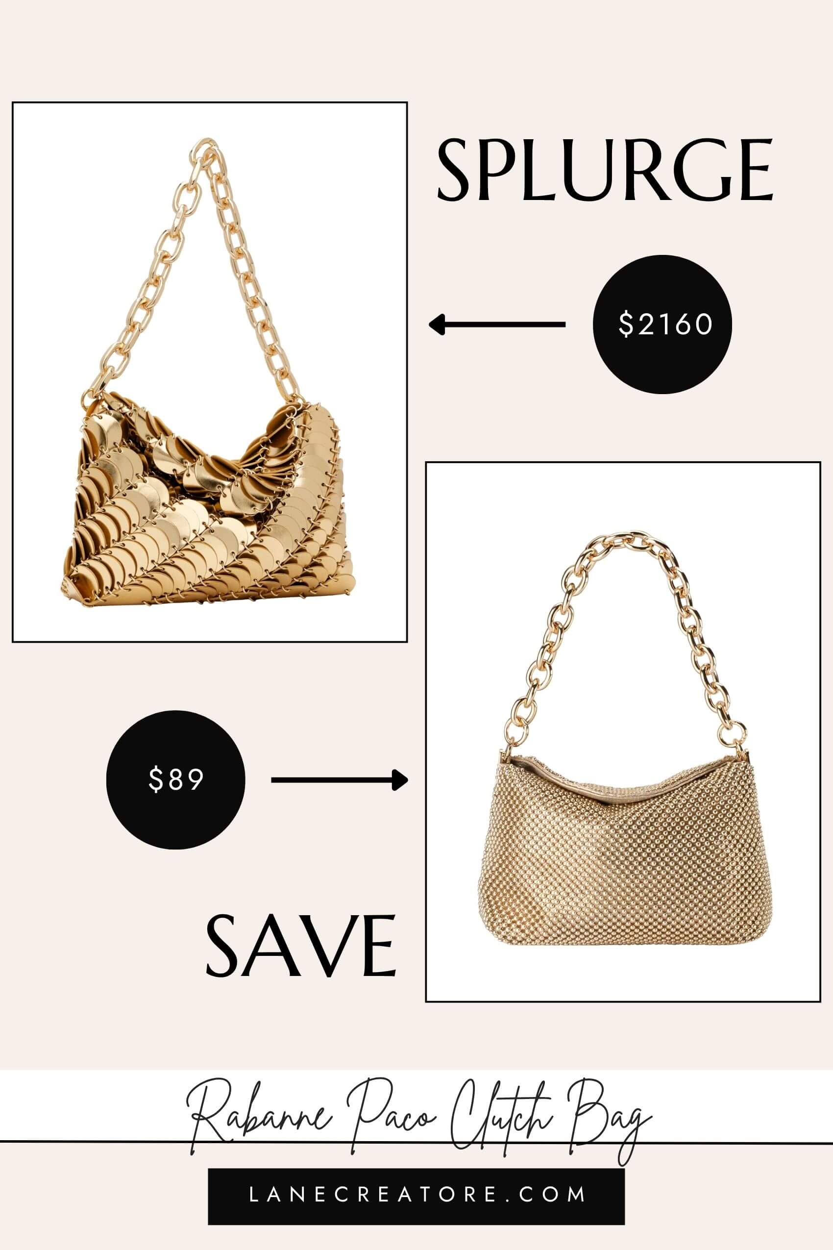 paco rabanne gold bag dupe