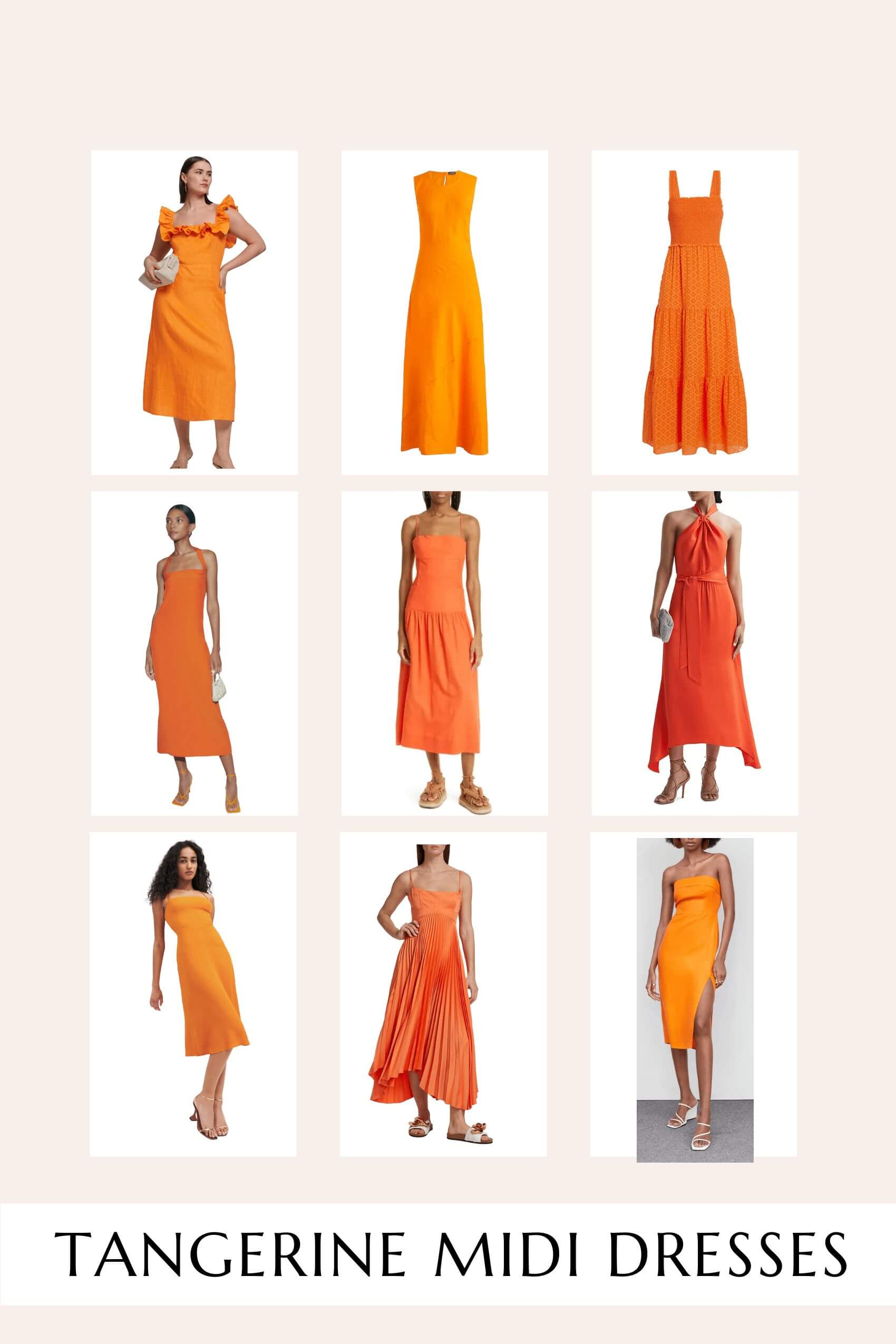 tangerine midi dresses