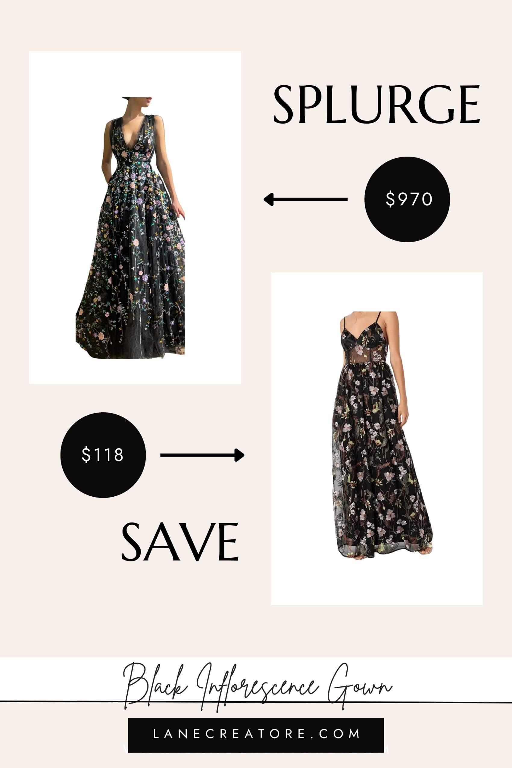 teuta matoshi black dress dupe, Inflorescence Gown dupe