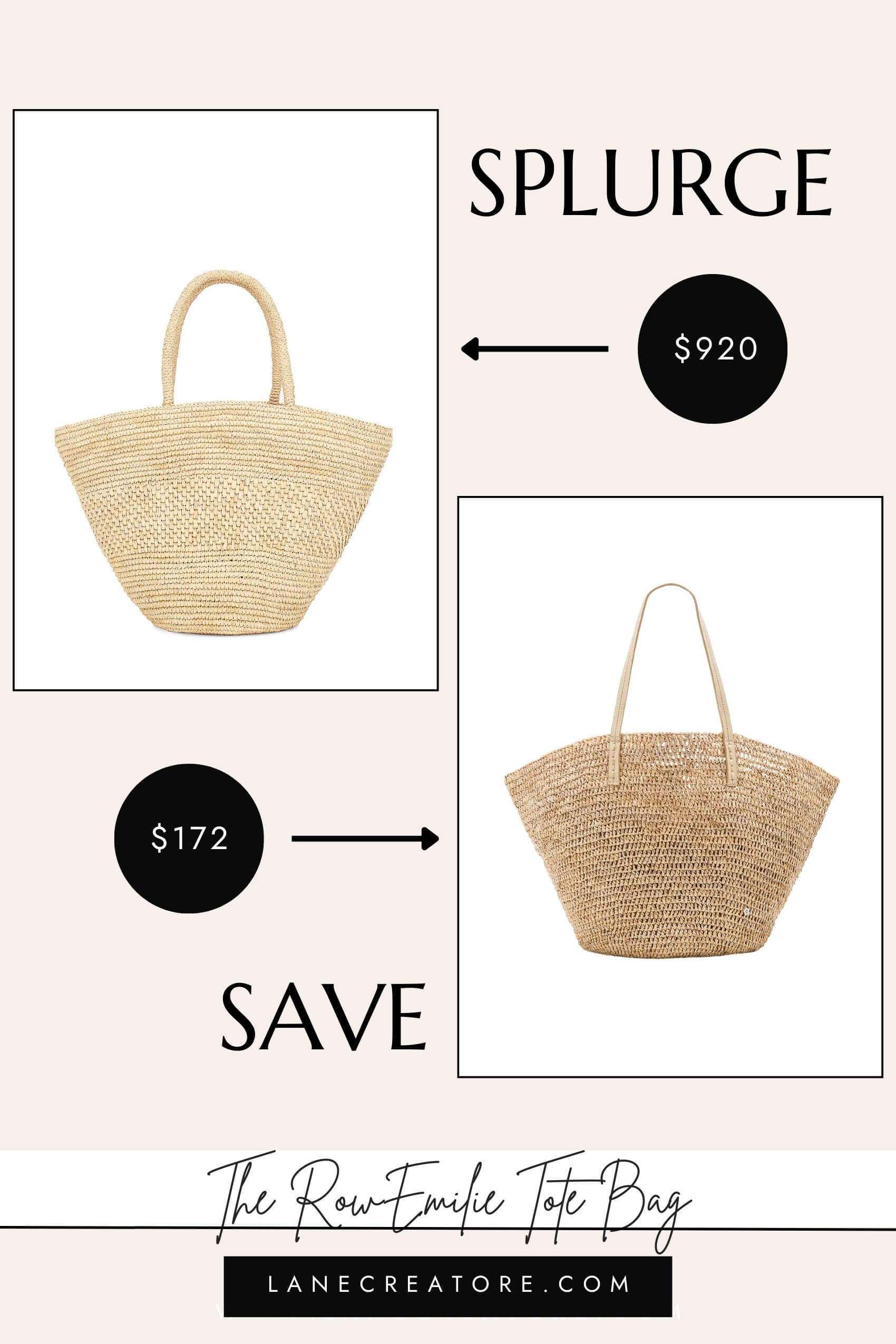 the row emilie raffia tote bag dupe