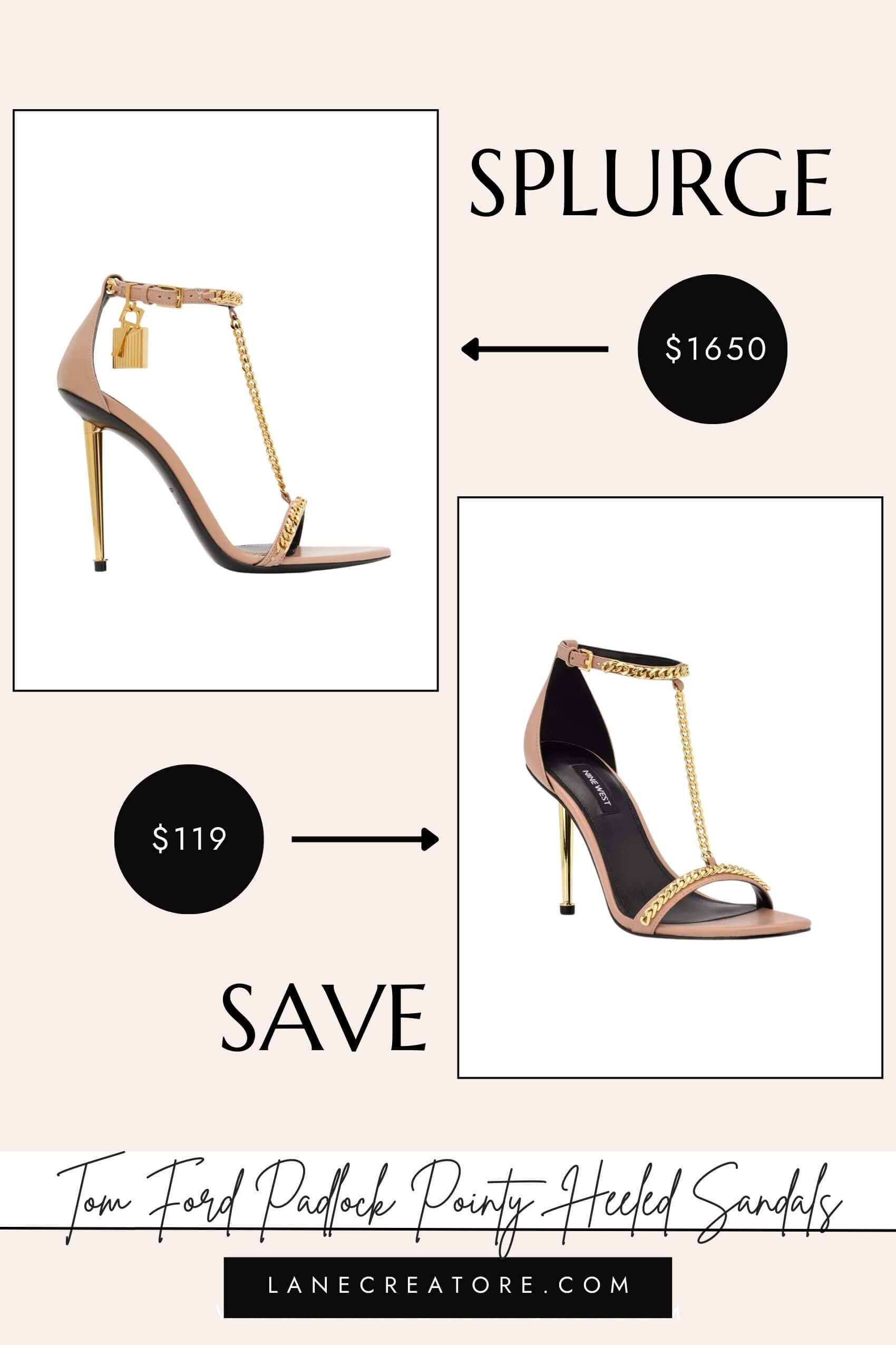 tom ford chain gold heels dupe