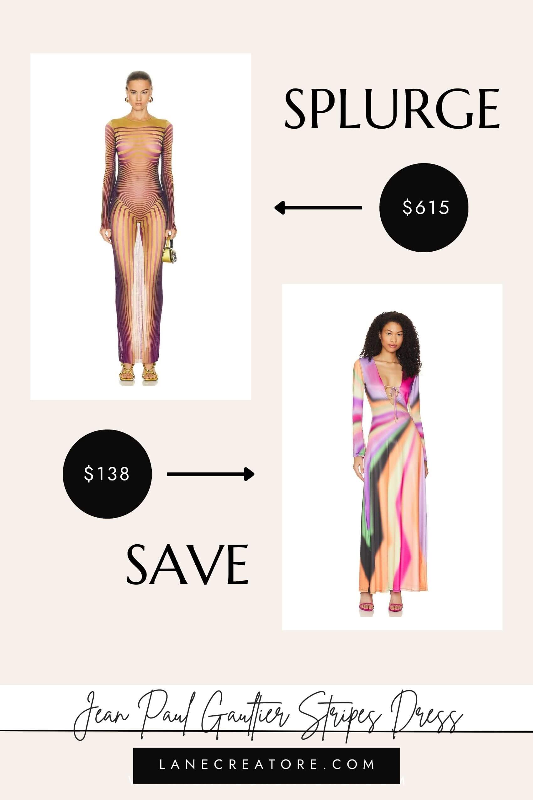 jean paul gaultier striped maxi dress dupe