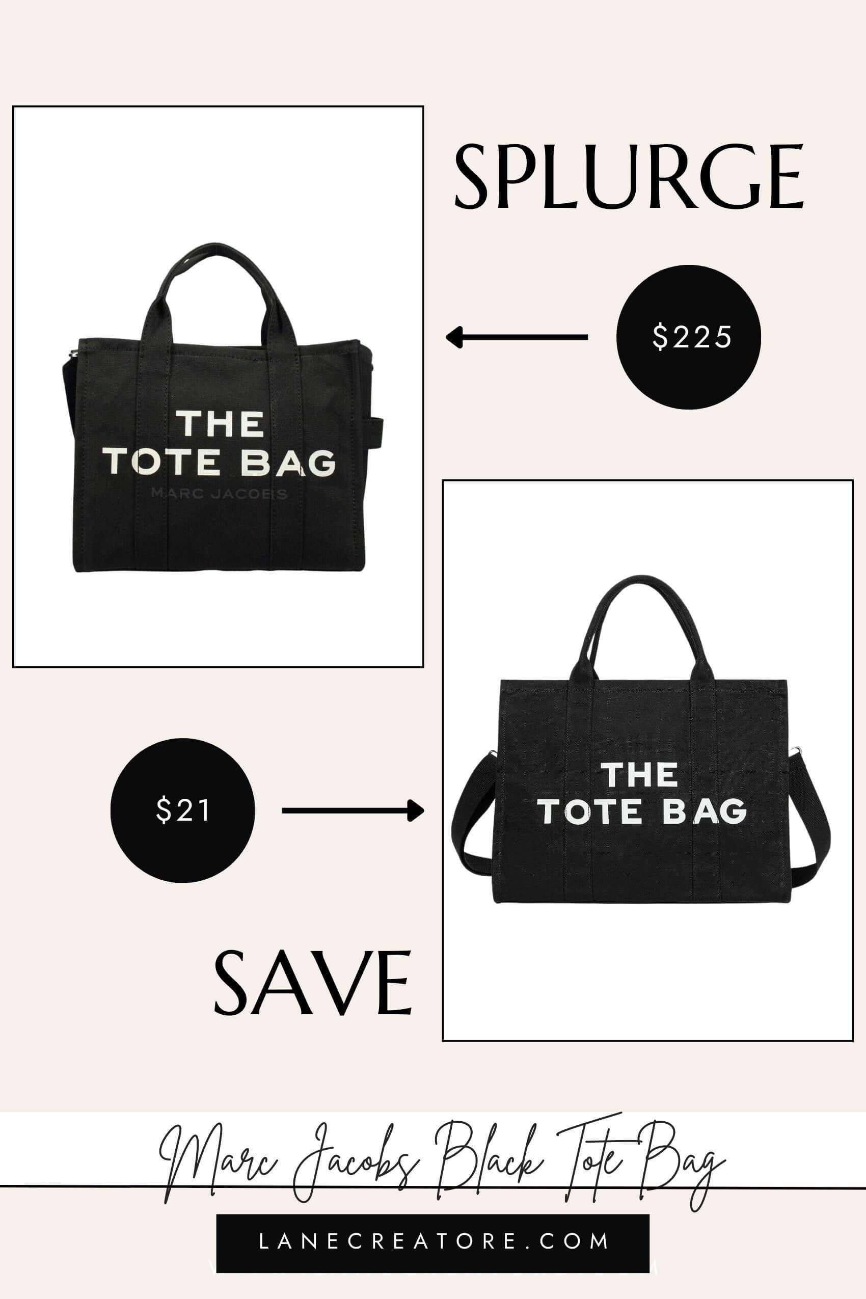 marc Jacobs black tote bag dupe
