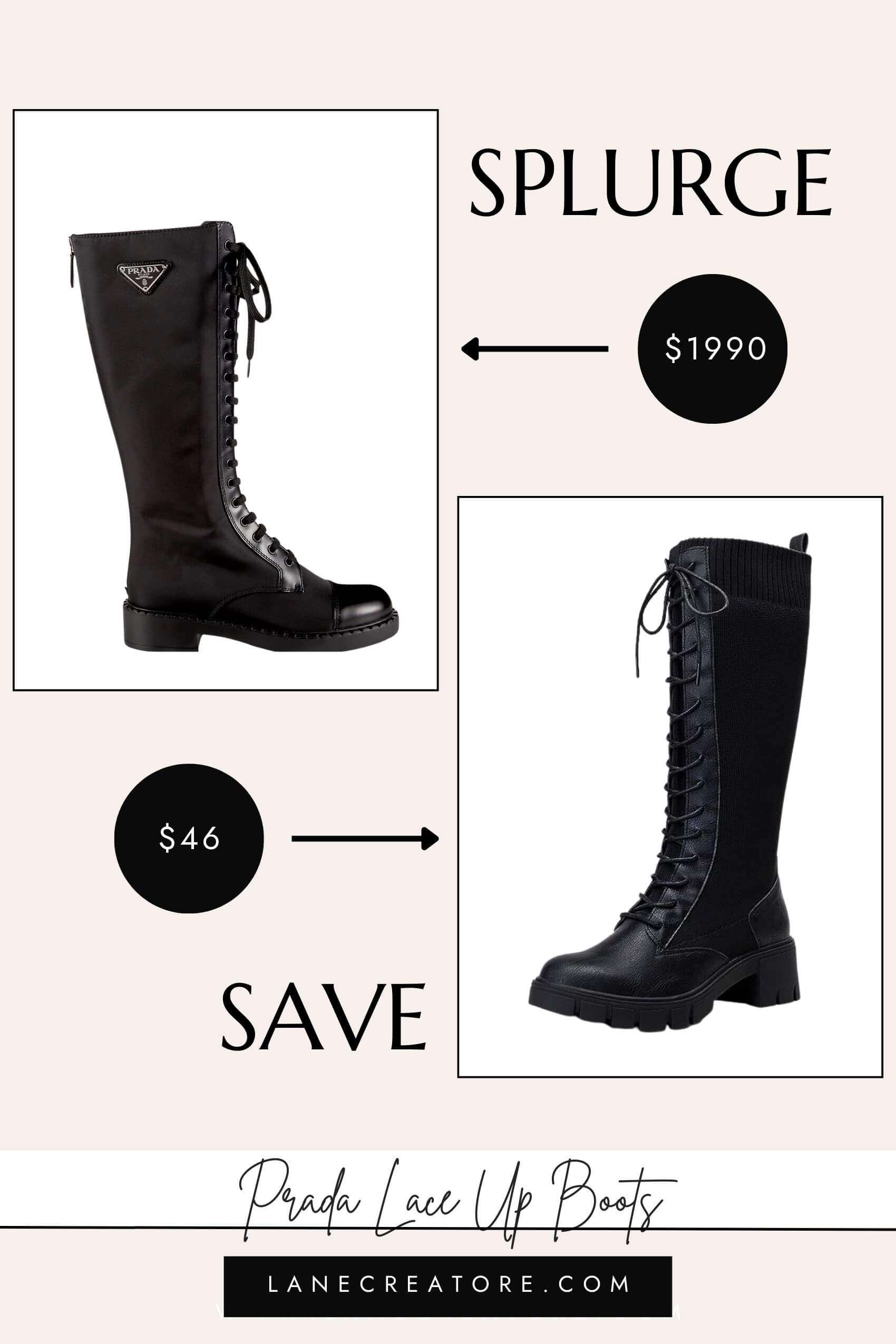 prada lace up boots dupe