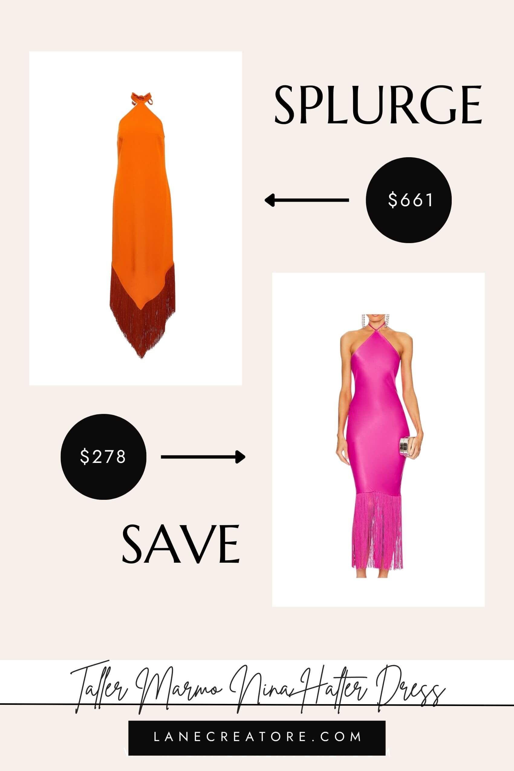 taller marmo fringe dress dupe