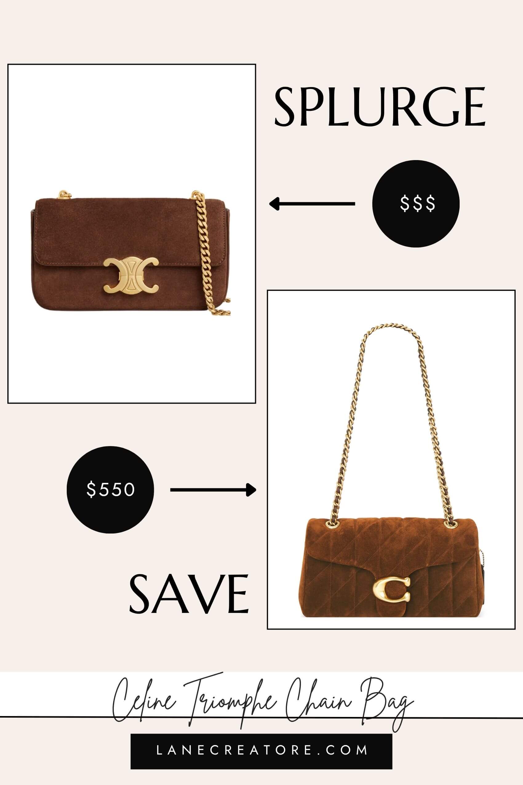 celine triomphe chain bag dupe