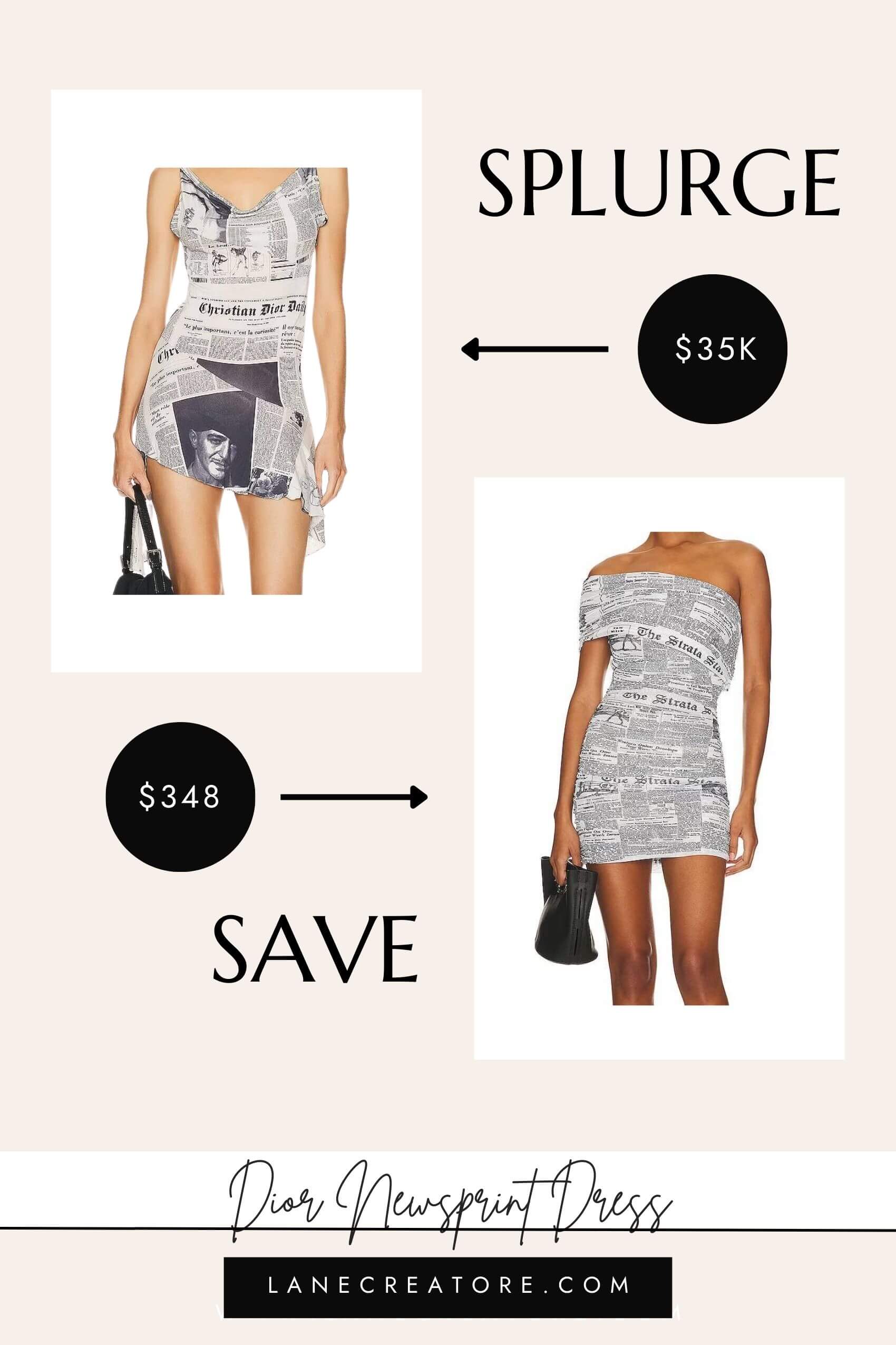 dior newsprint dress dupe