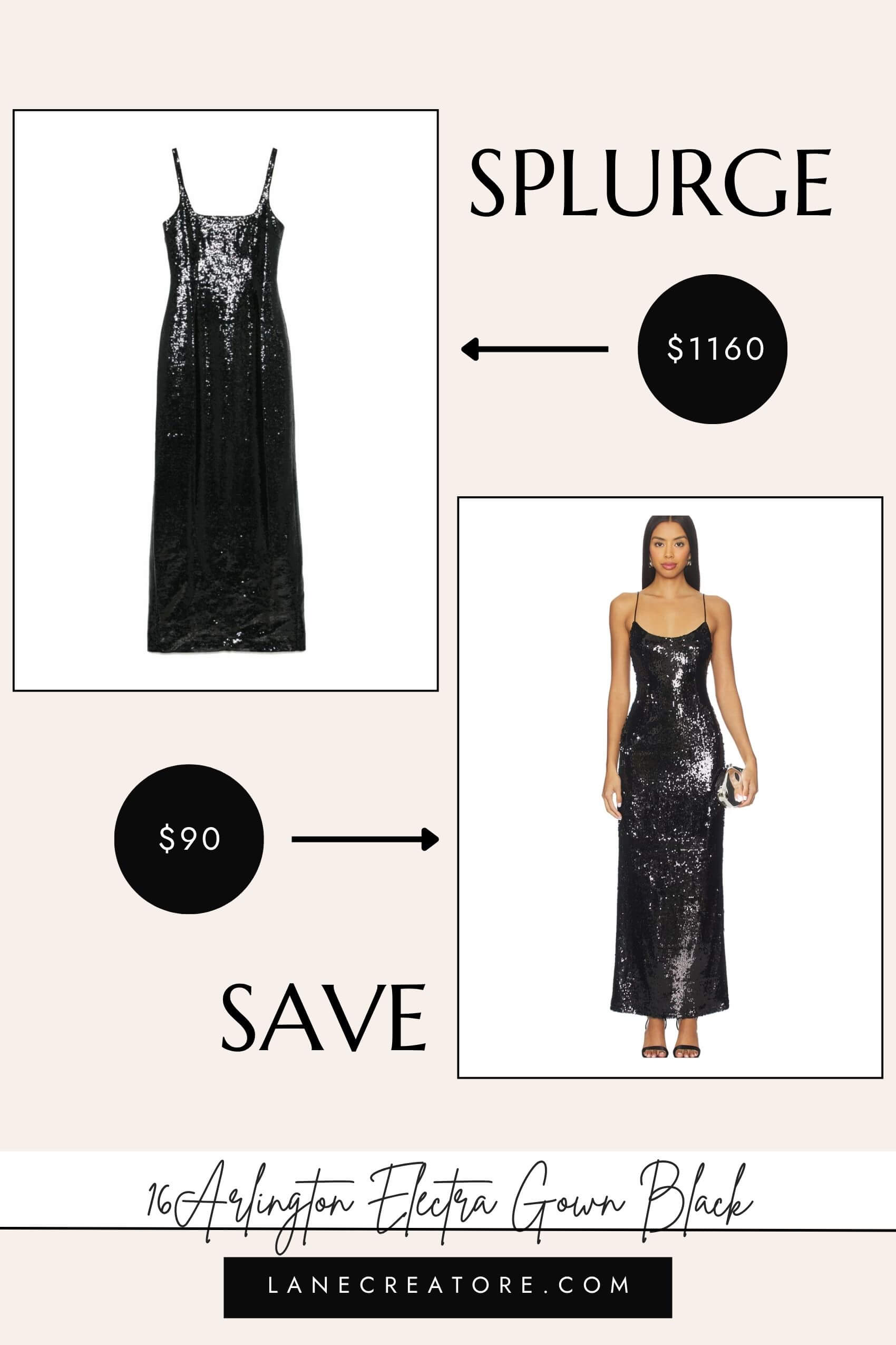 16arlington black sequin gown dupe