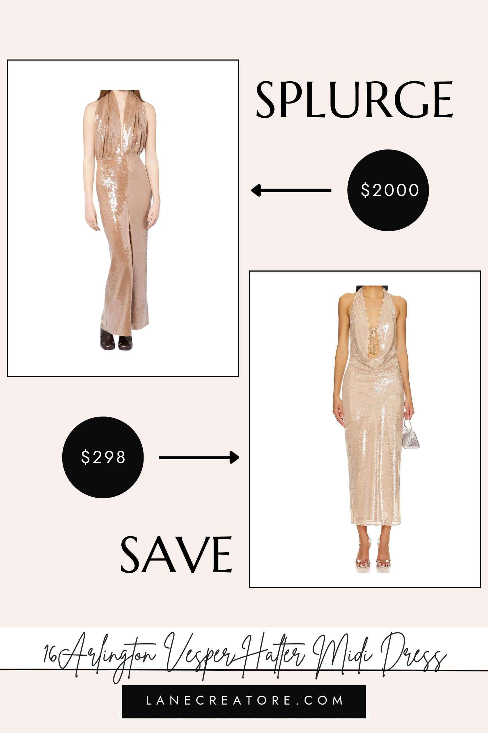 16arlington gold dress dupe