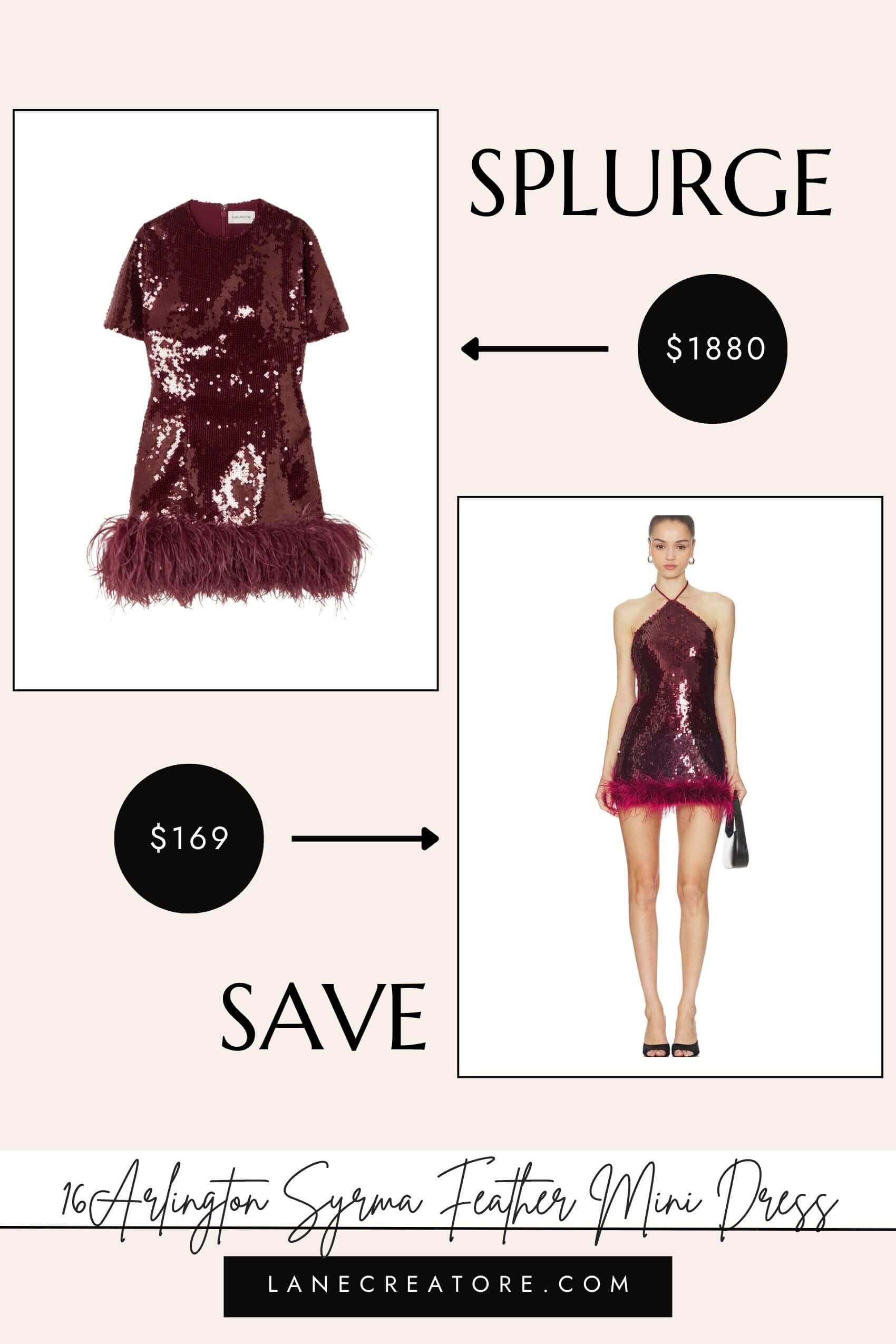 16arlington syrma feather mini dress dupe