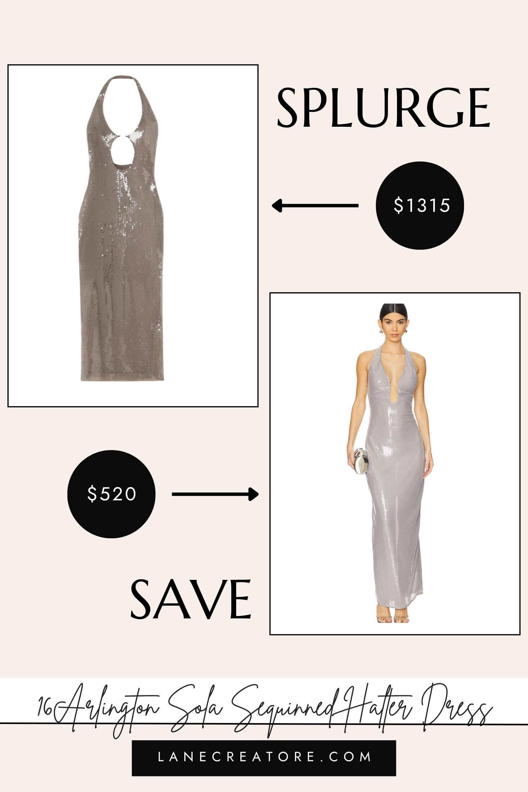 16arlington sola sequin halter dress dupe