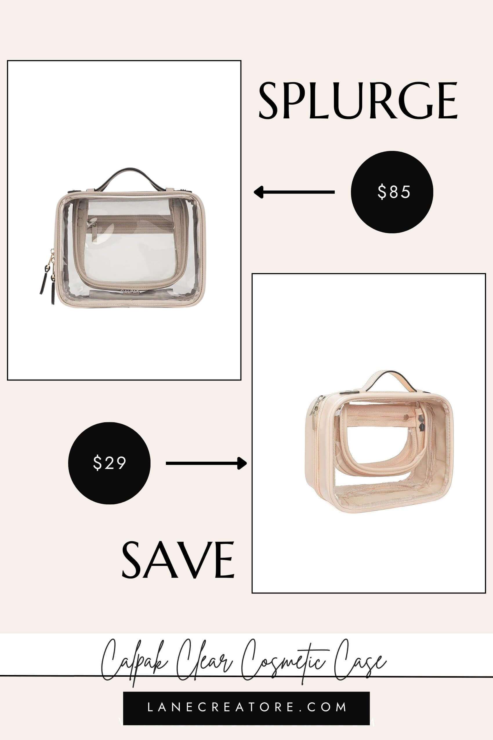 calpak clear cosmetic case dupe