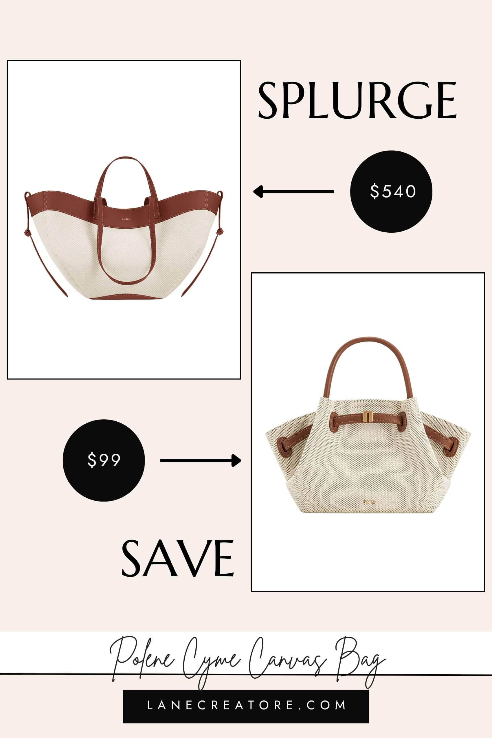 polene cyme canvas tote dupe