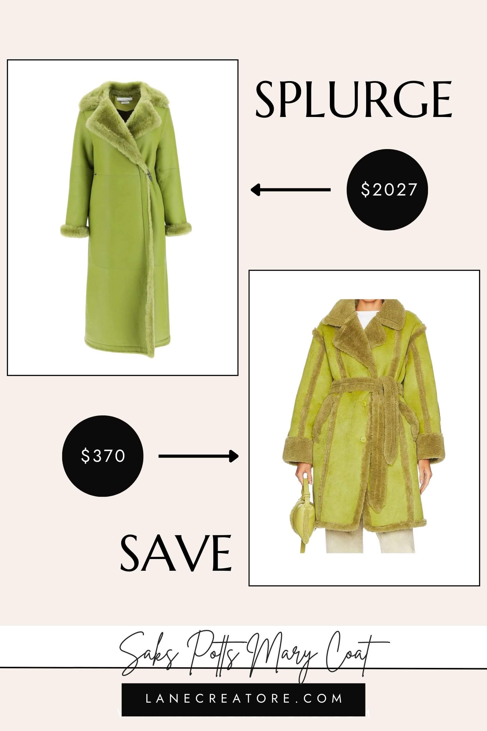 saks potts green coat dupe