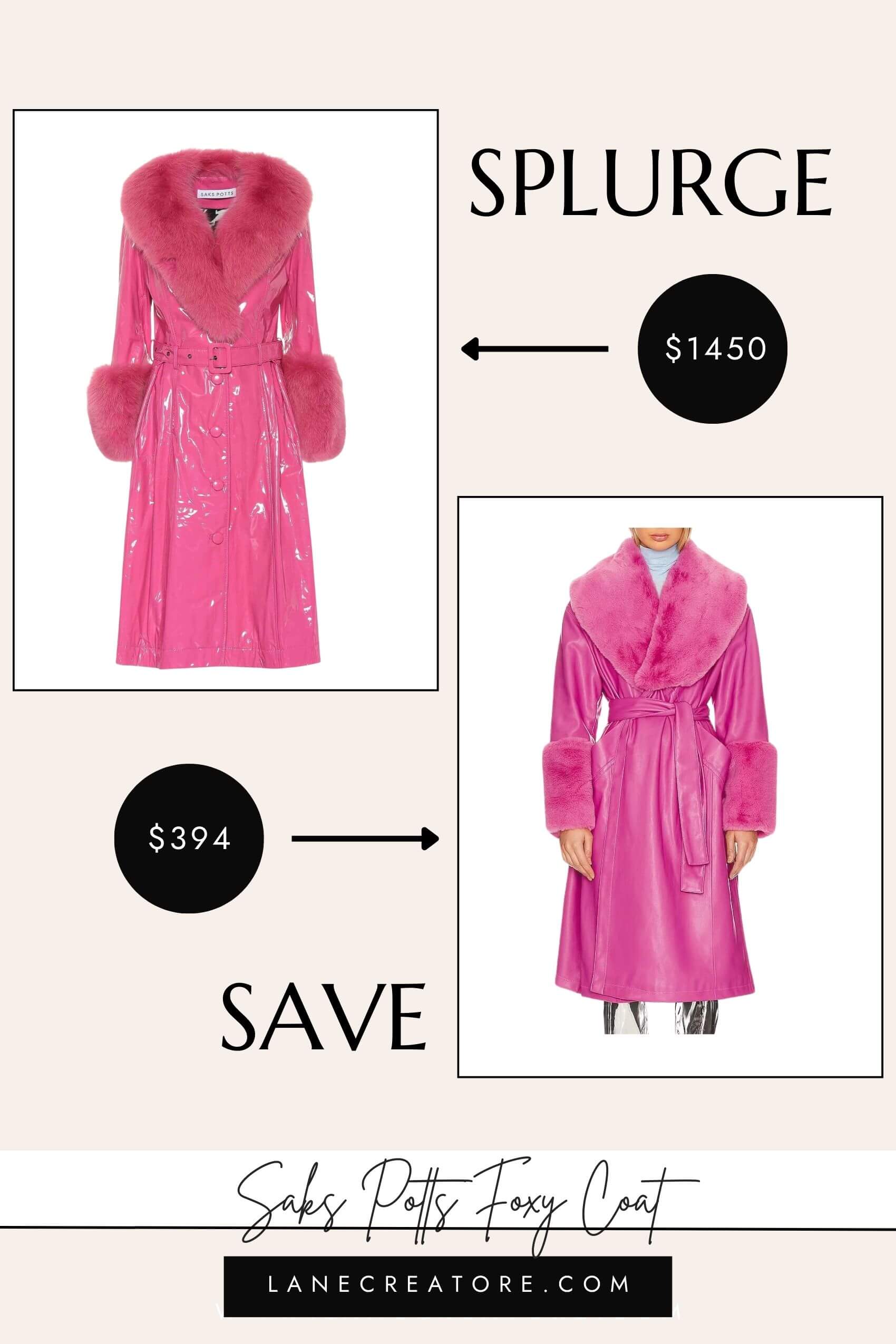 saks potts pink coat dupe