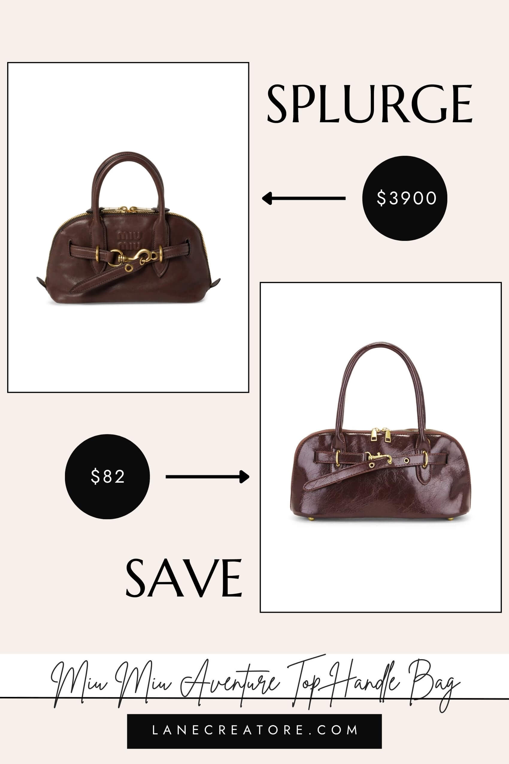 miu miu aventure top handle bag dupe