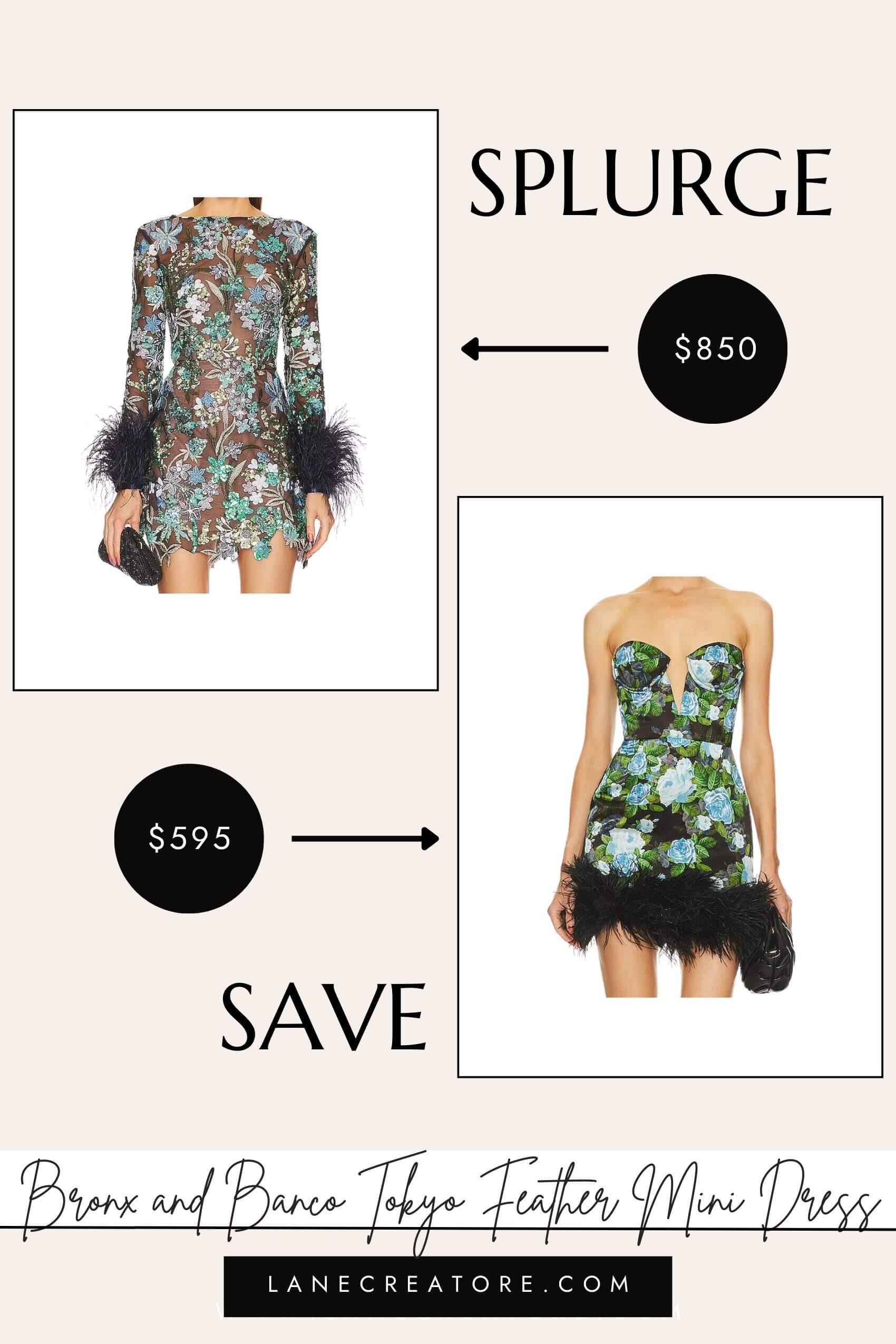 bronx and banco feather dress dupe