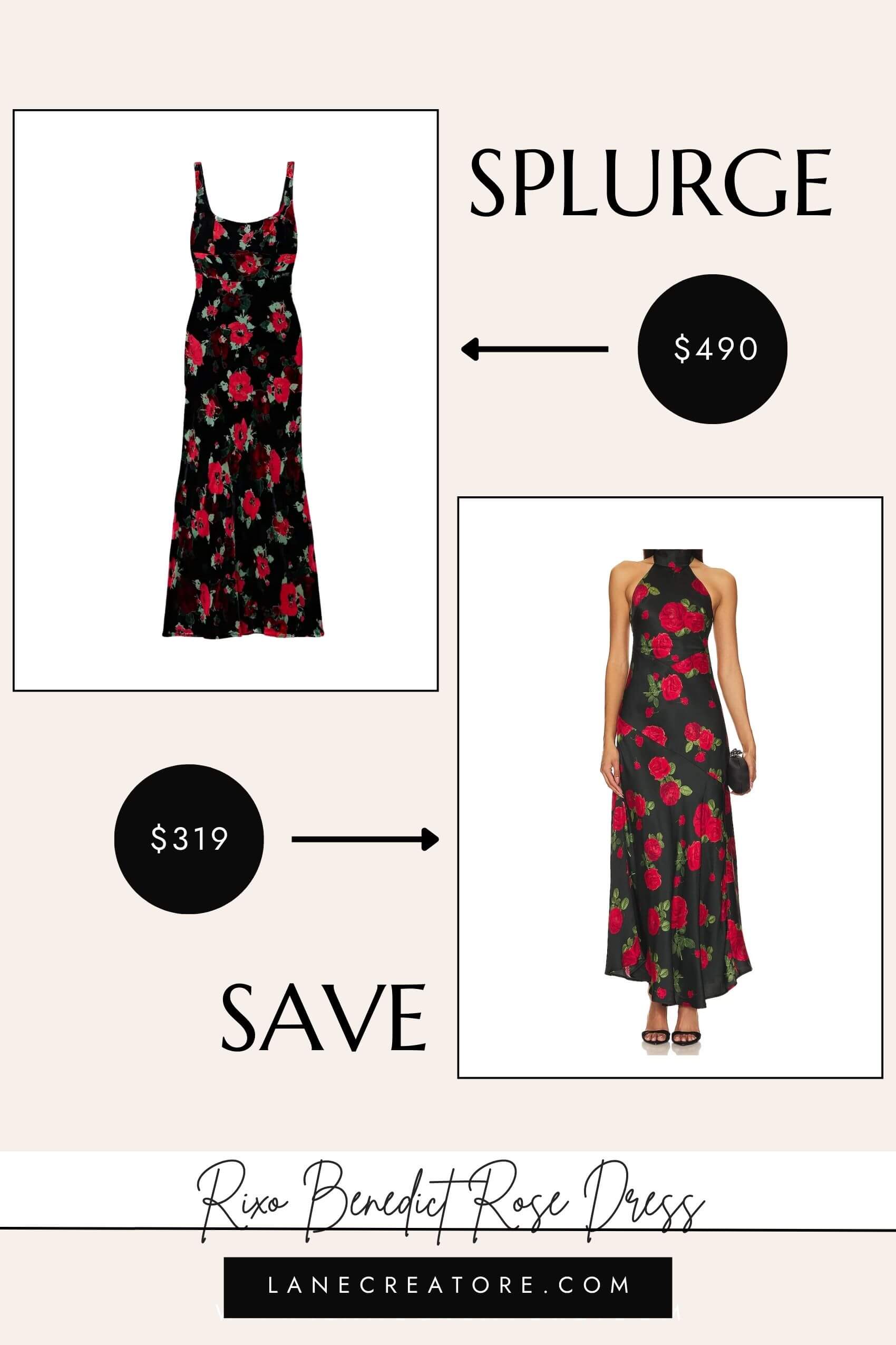 rixo rose dress dupe