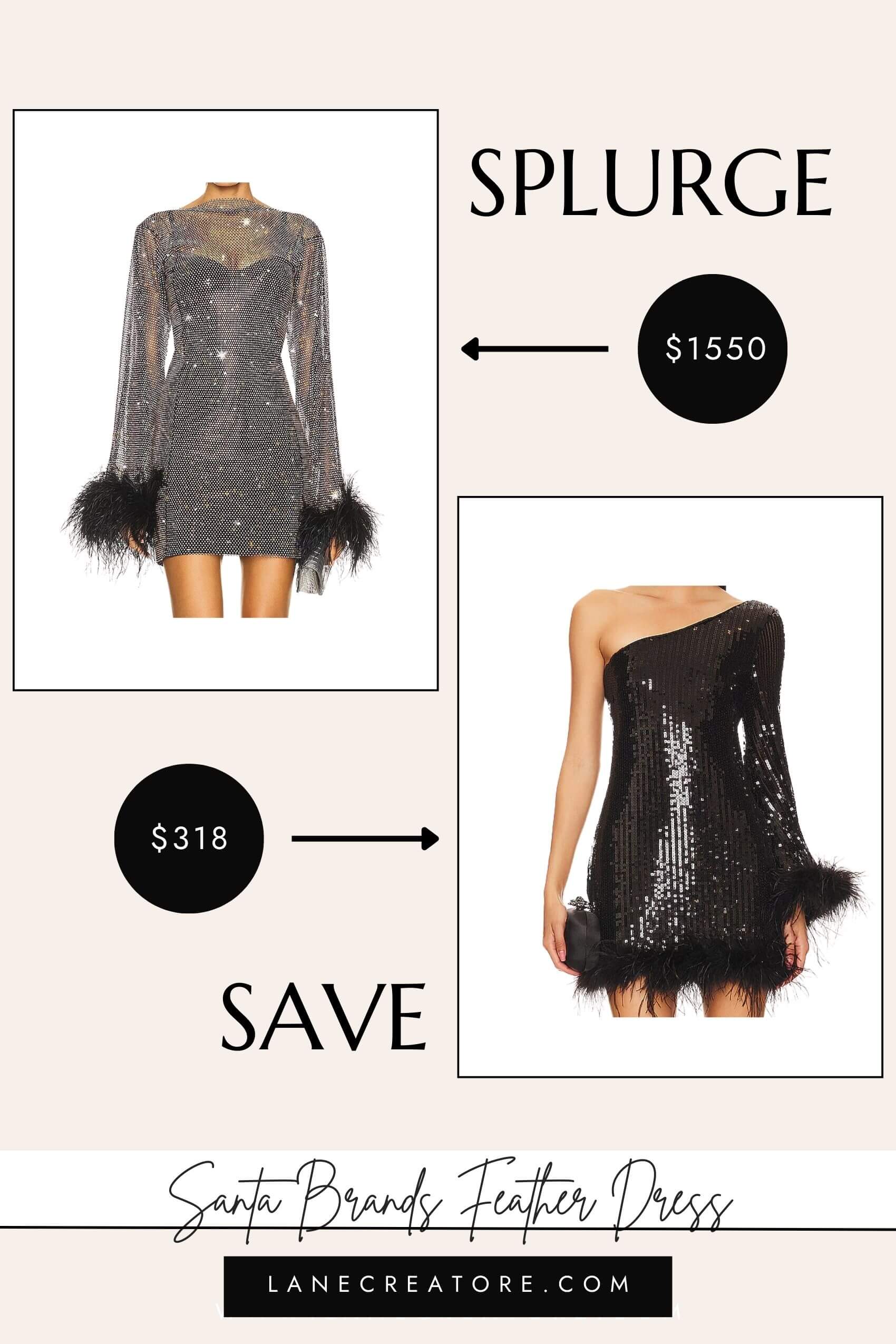 santa brands feather dress dupe