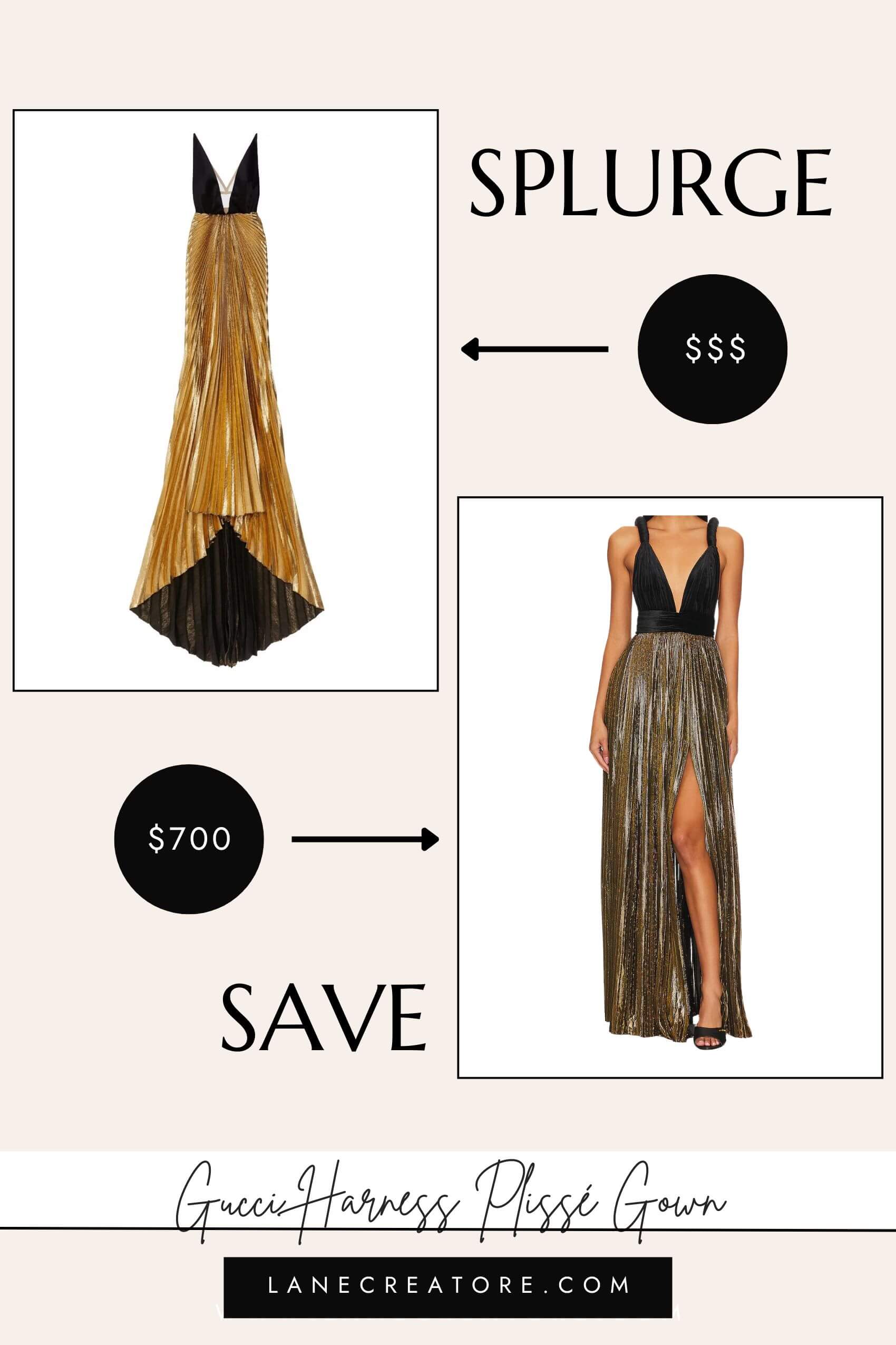 gucci metallic gown dupe