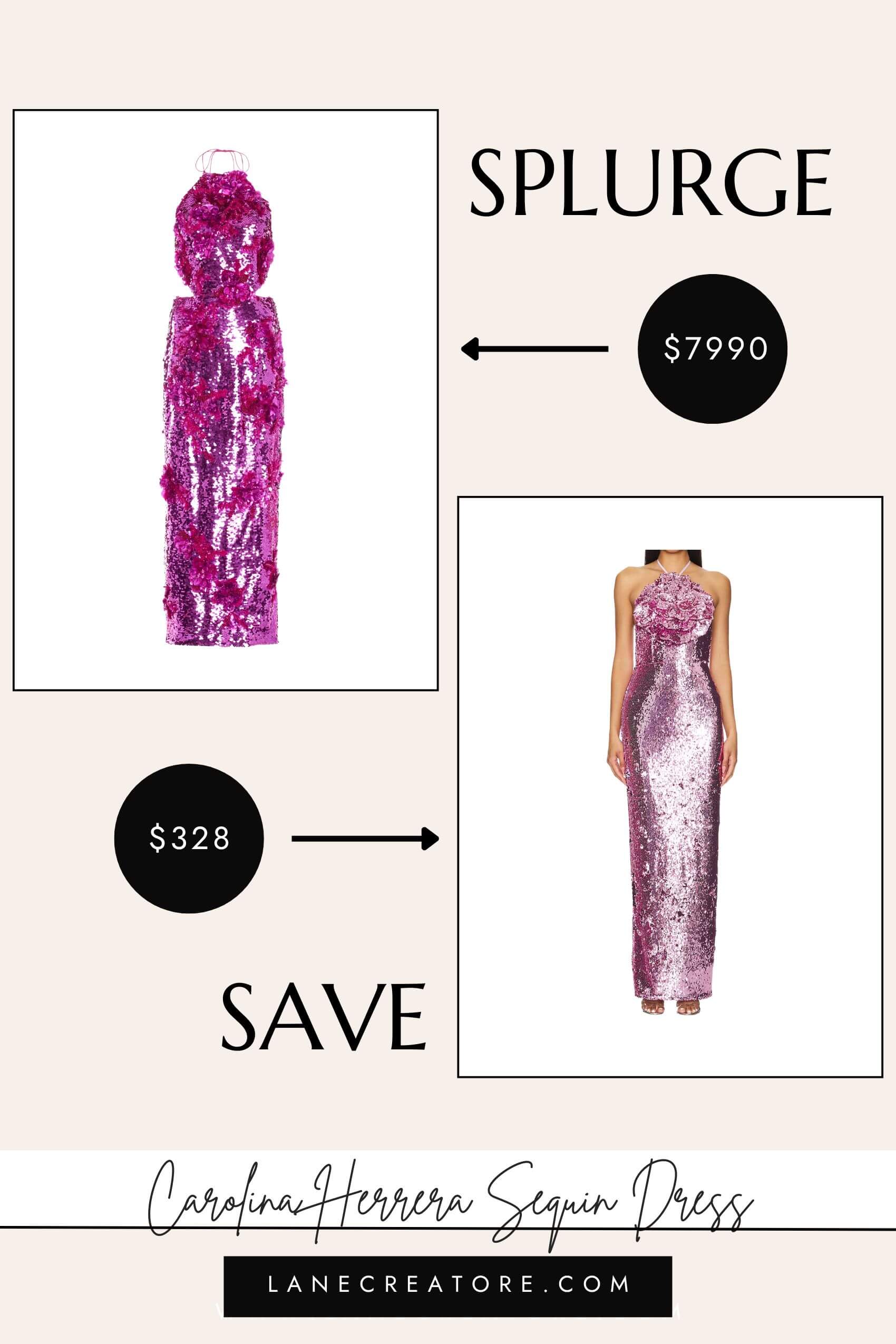 carolina herrera sequin dress dupe