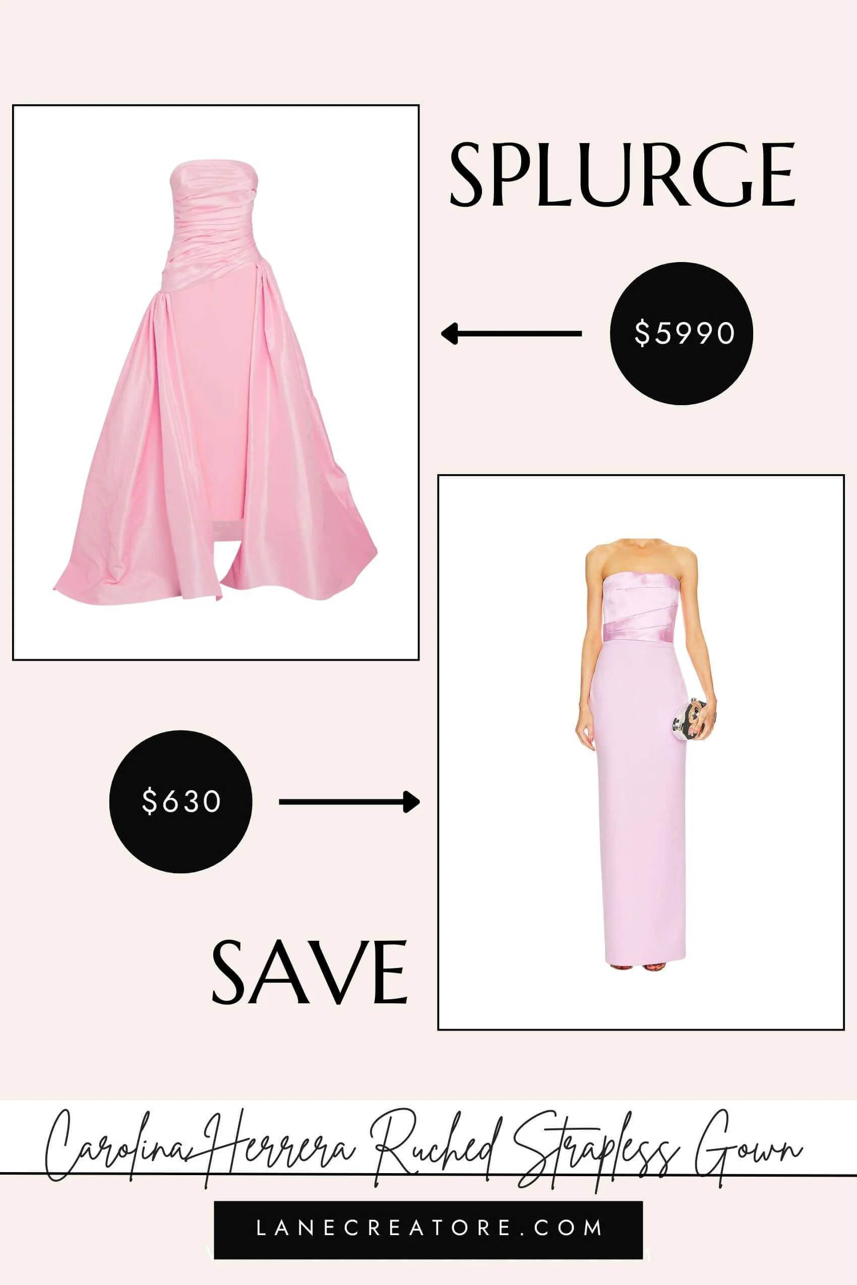 carolina herrera pink strapless dress dupe